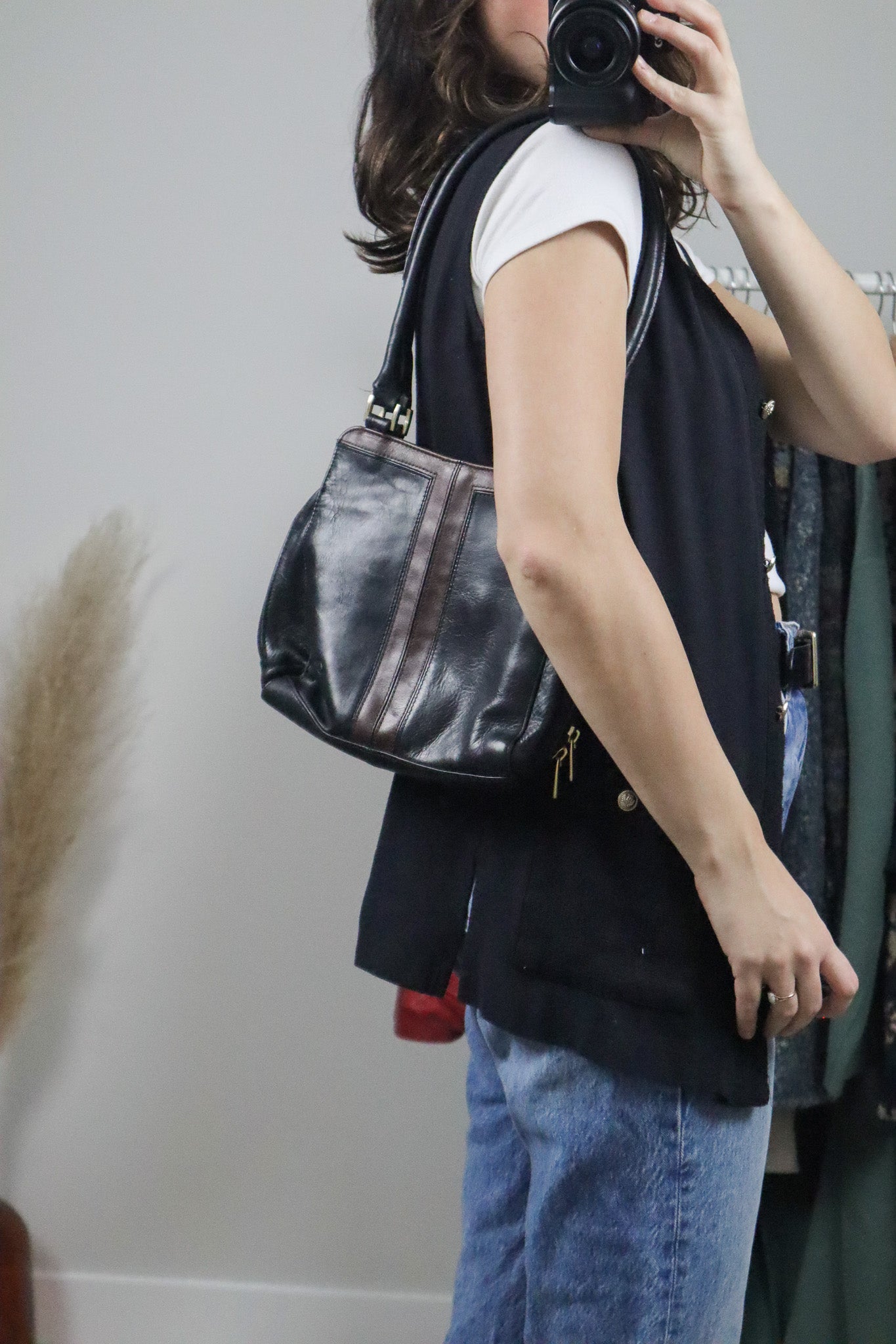 Vintage x Faux Leather Contrast Purse