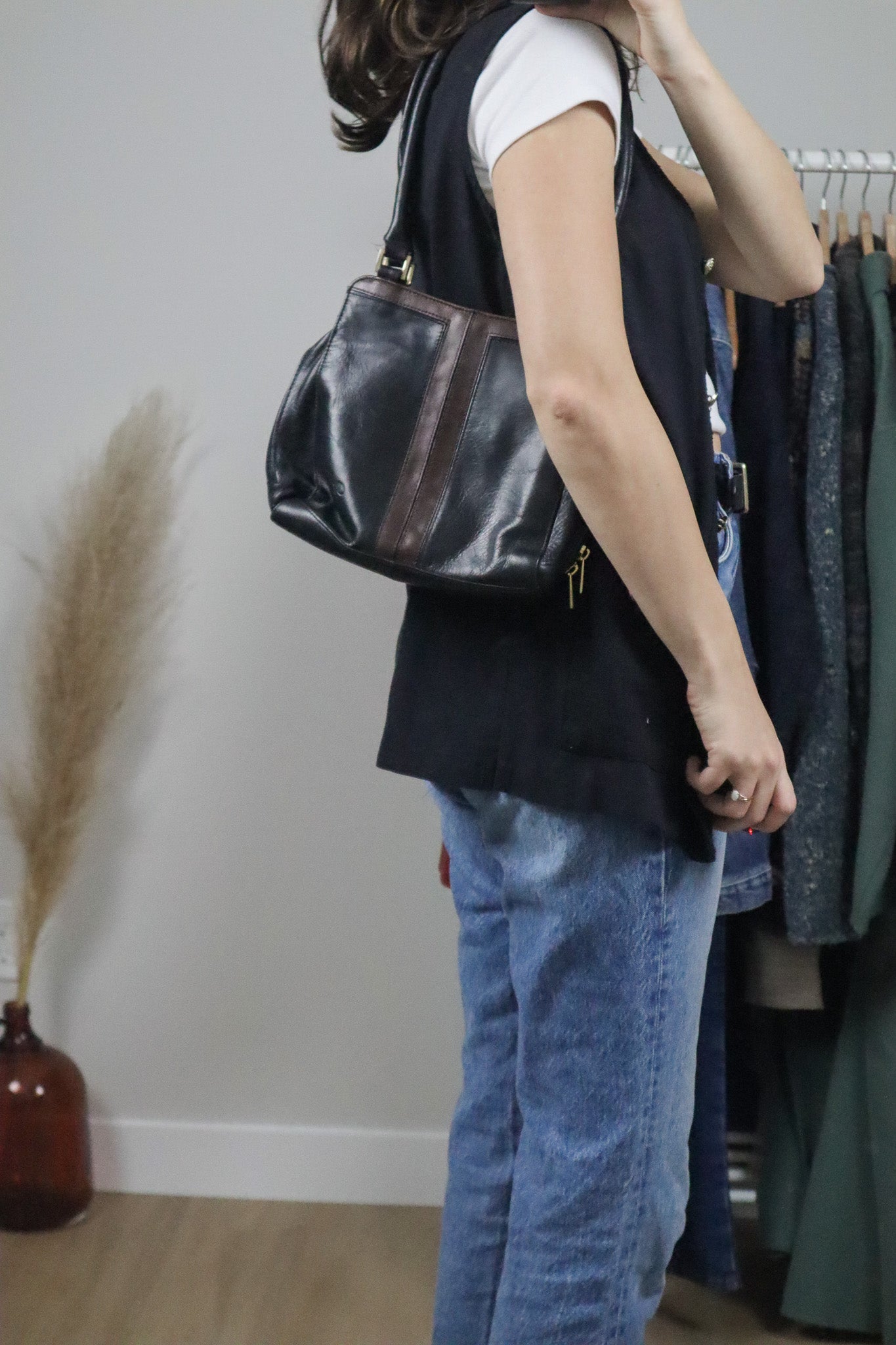 Vintage x Faux Leather Contrast Purse
