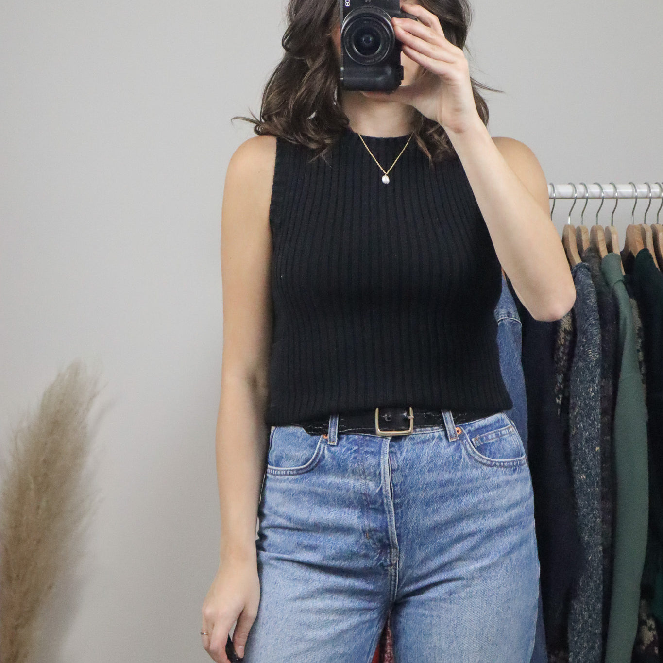 Vintage x Ribbed Knit Tank Top (S/M)