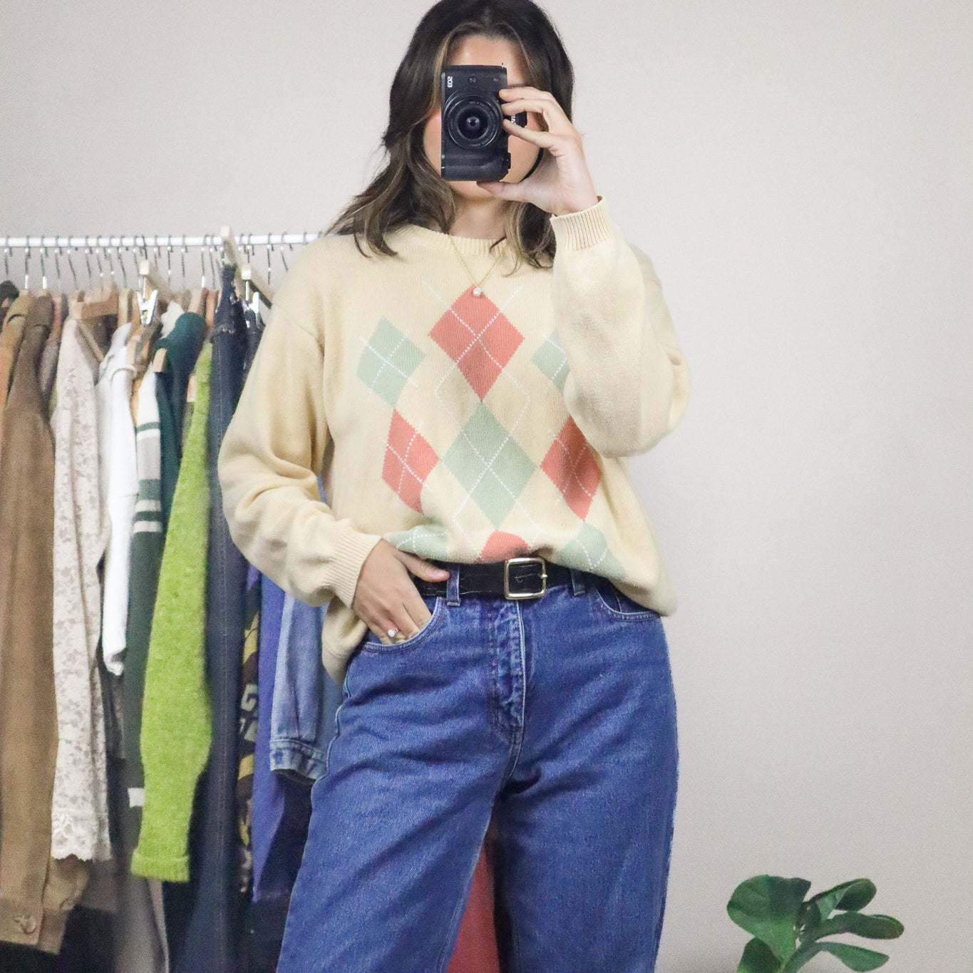 Vintage x Argyle Sweater (M)
