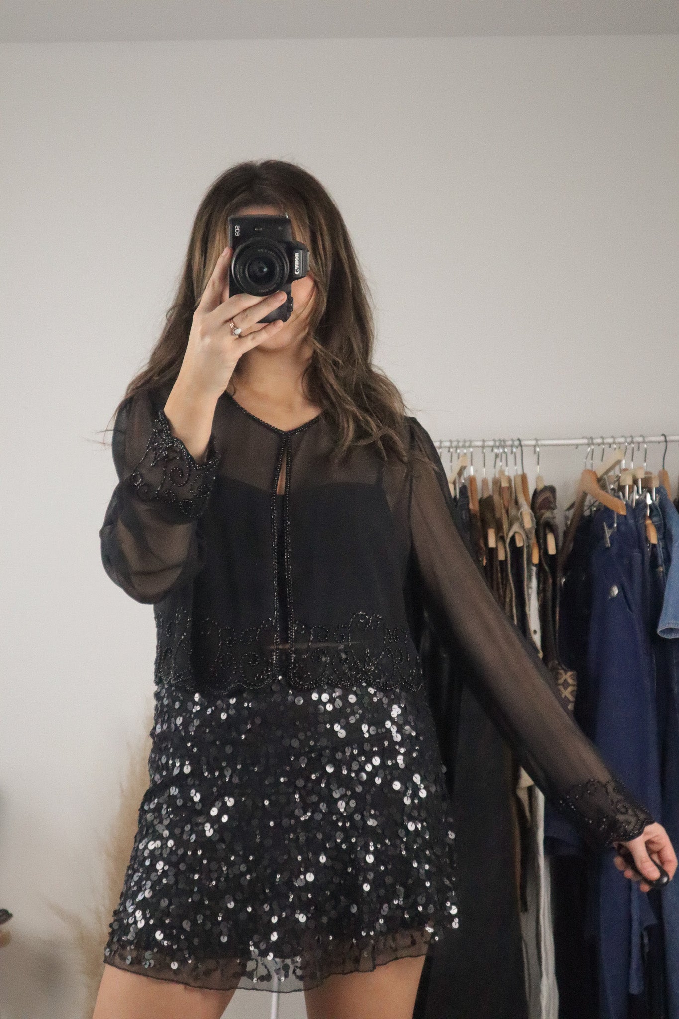 Vintage x Beaded Sheer Clasp Top (S/M)