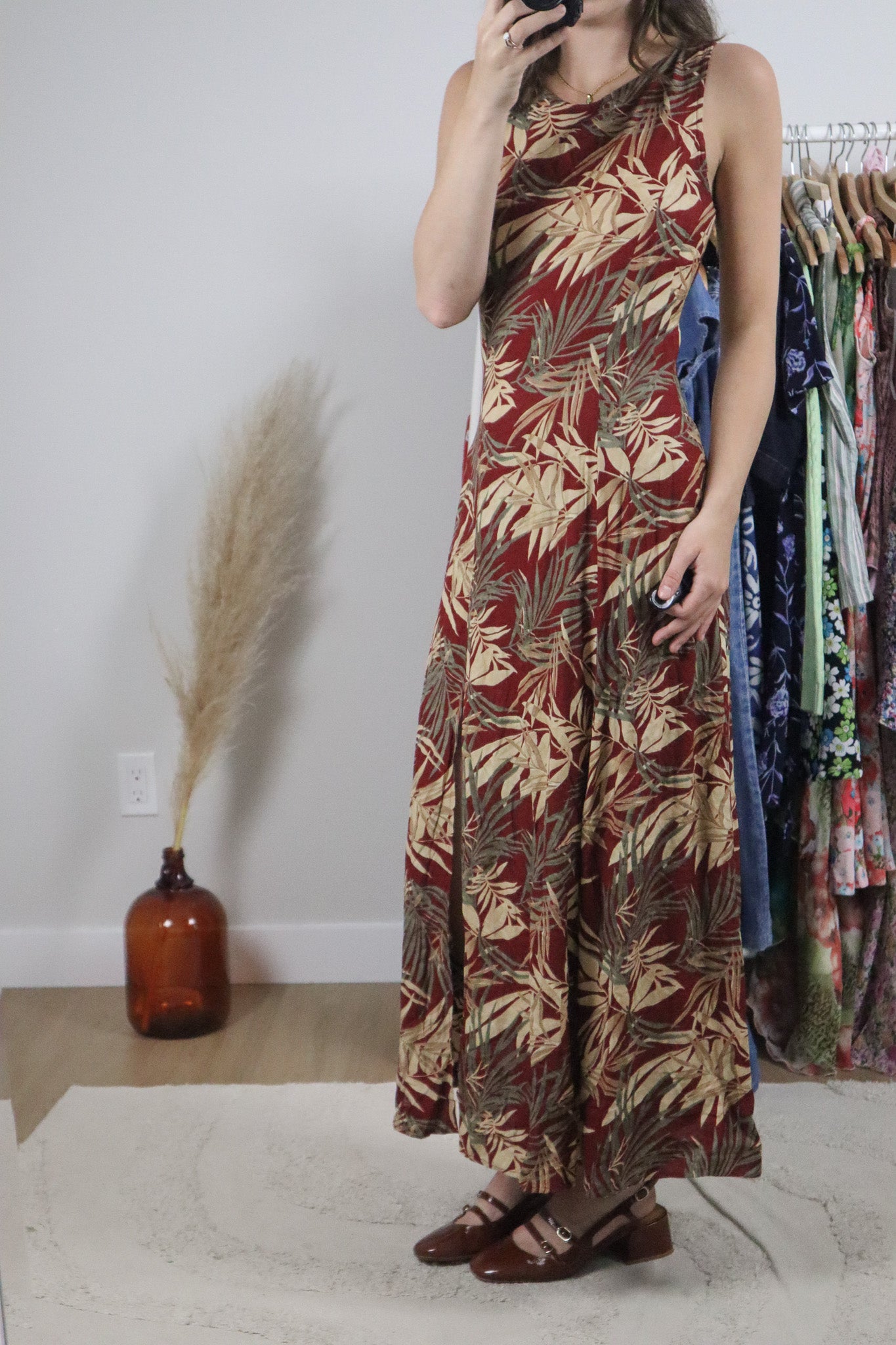 Vintage x Patterned Floral Maxi Dress (S)