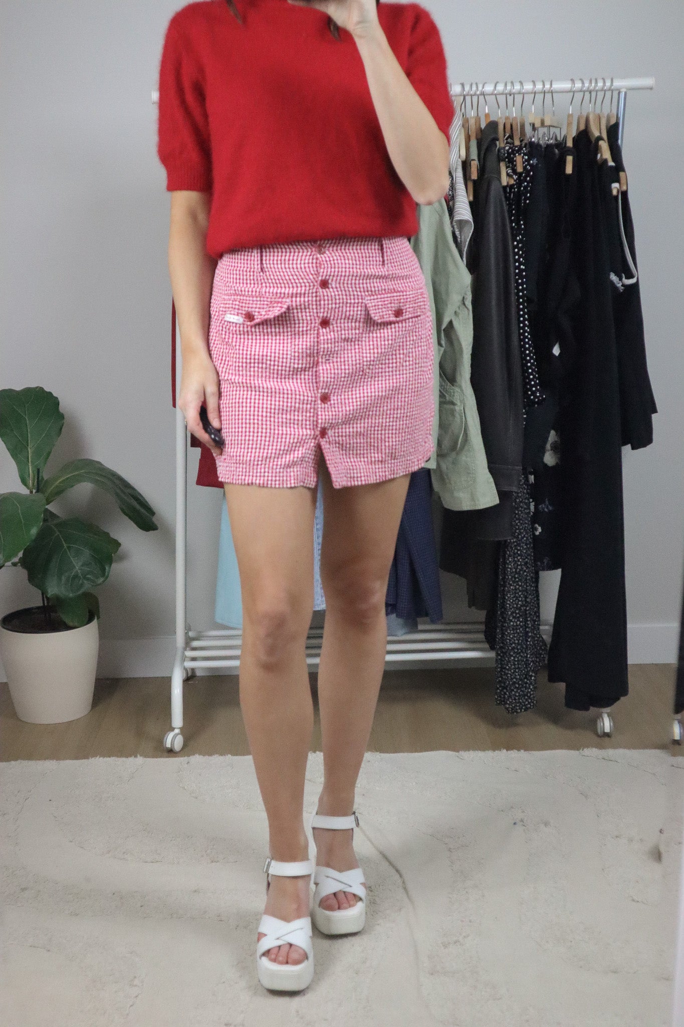 Vintage x Cotton Gingham Mini Skirt (8)