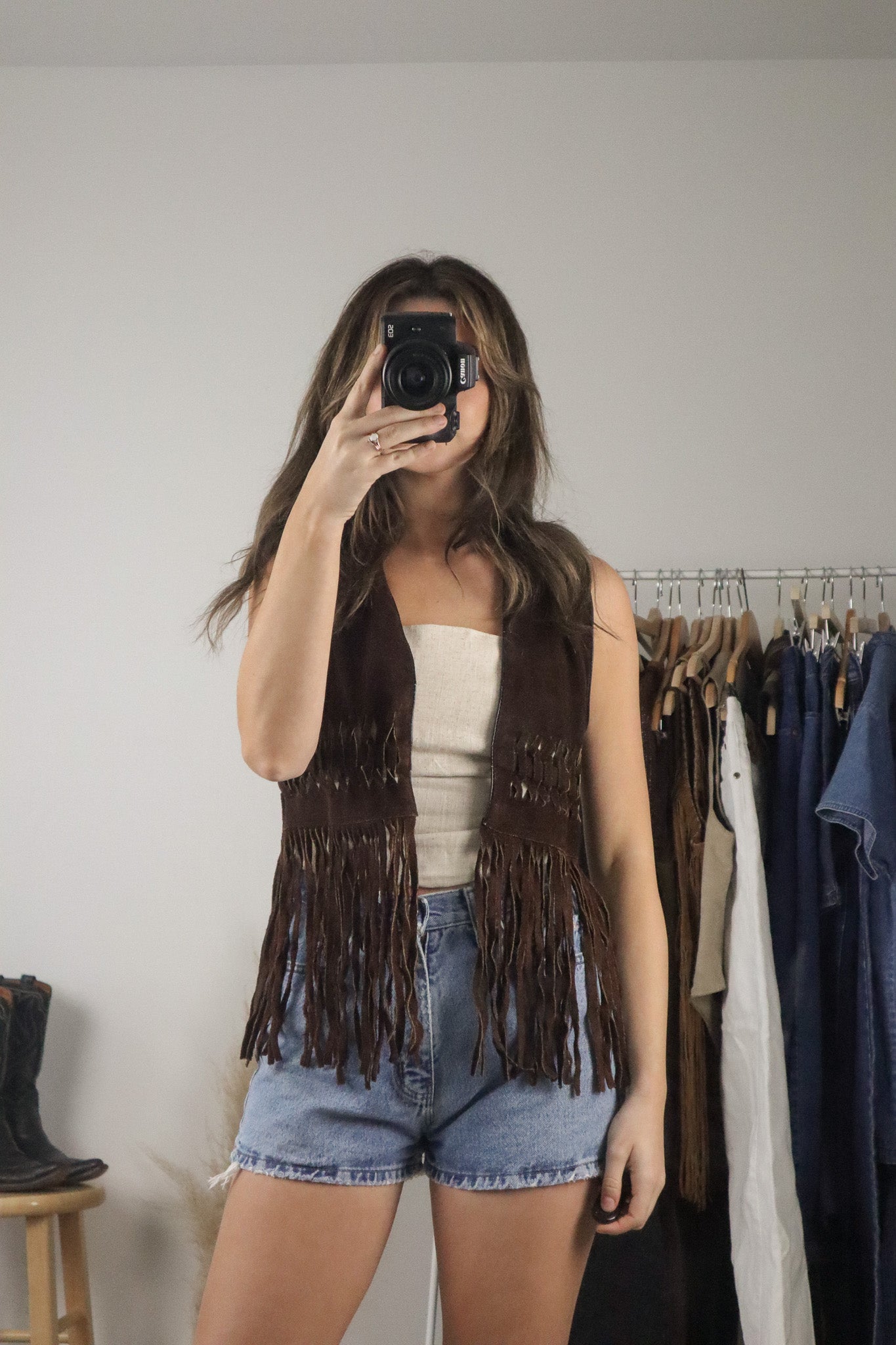 Vintage x Suede Fringe Vest (S)