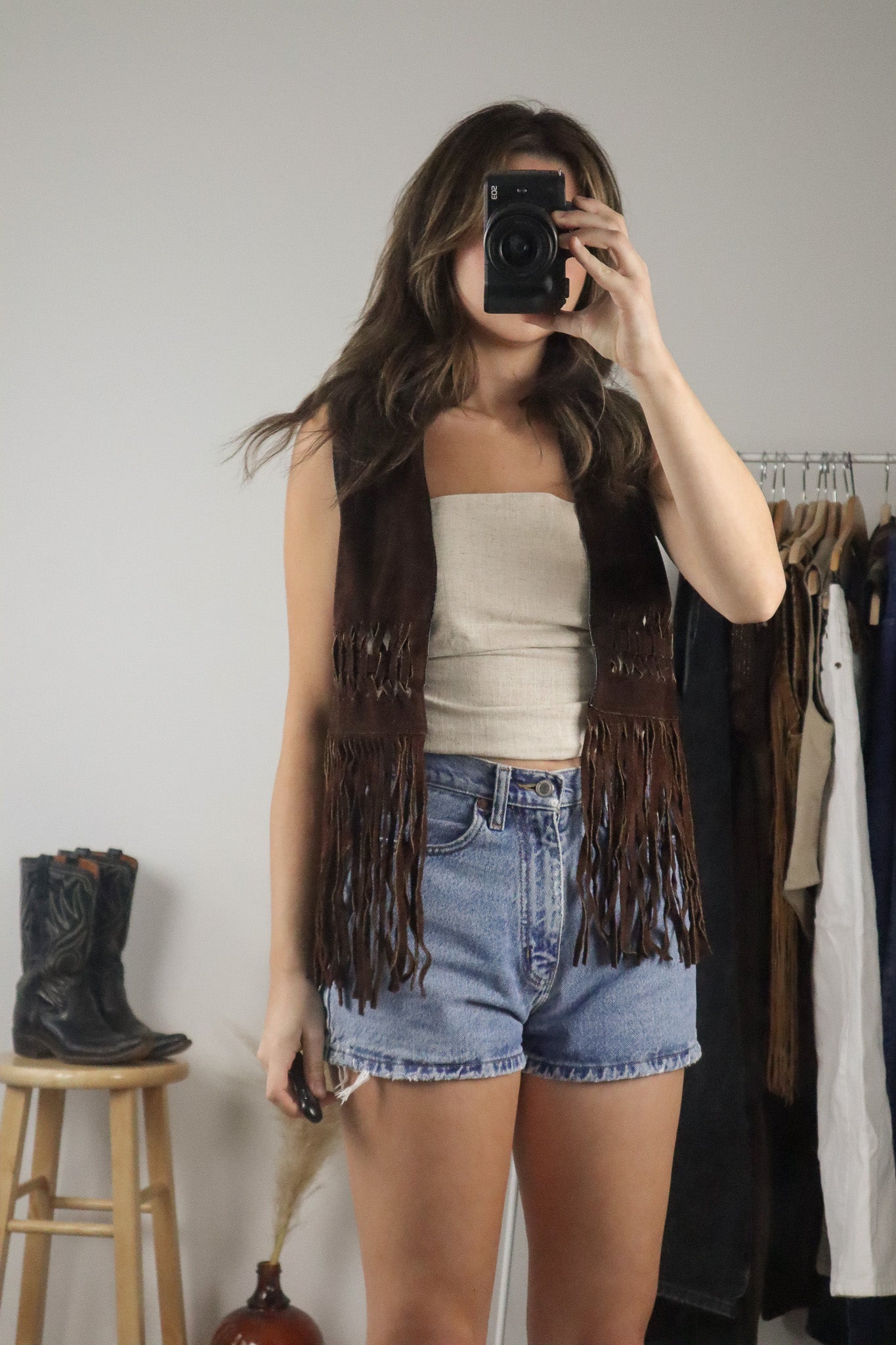 Vintage x Suede Fringe Vest (S)