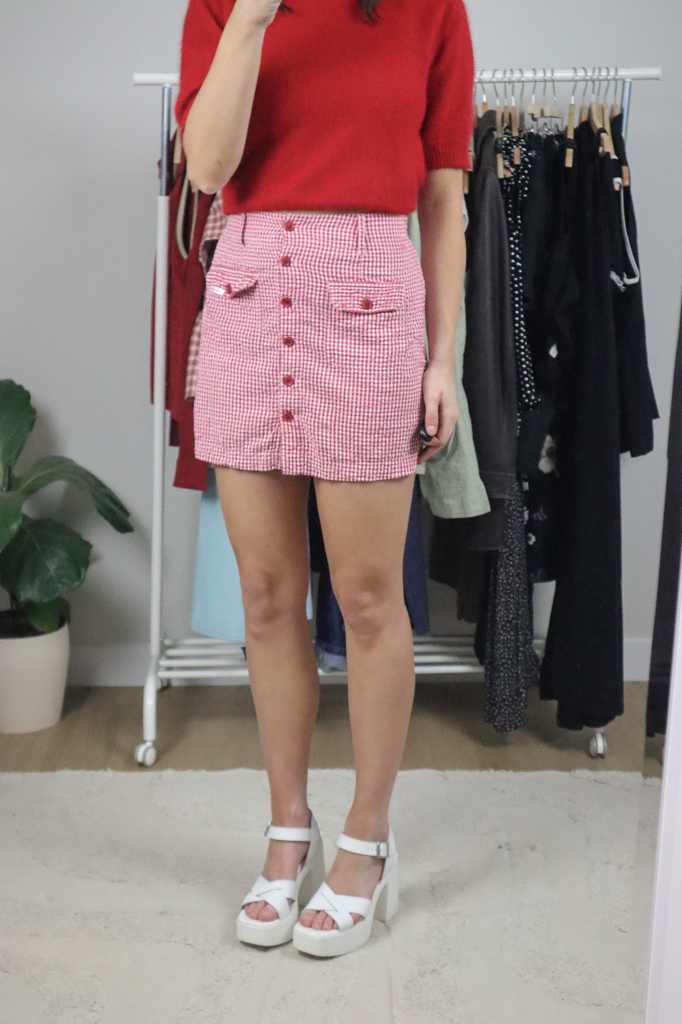 Vintage x Cotton Gingham Mini Skirt (8)