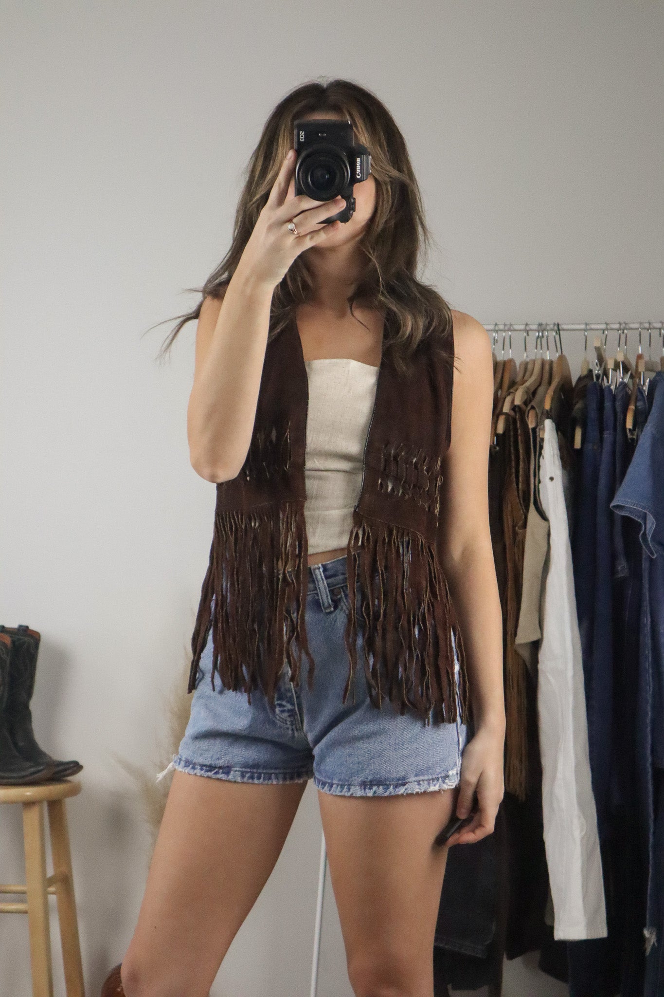 Vintage x Suede Fringe Vest (S)