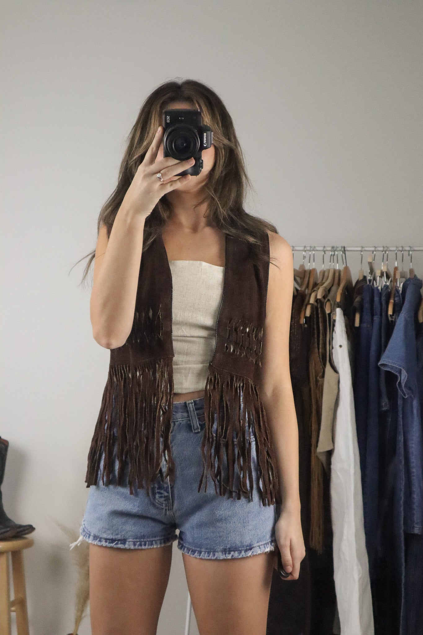Vintage x Suede Fringe Vest (S)