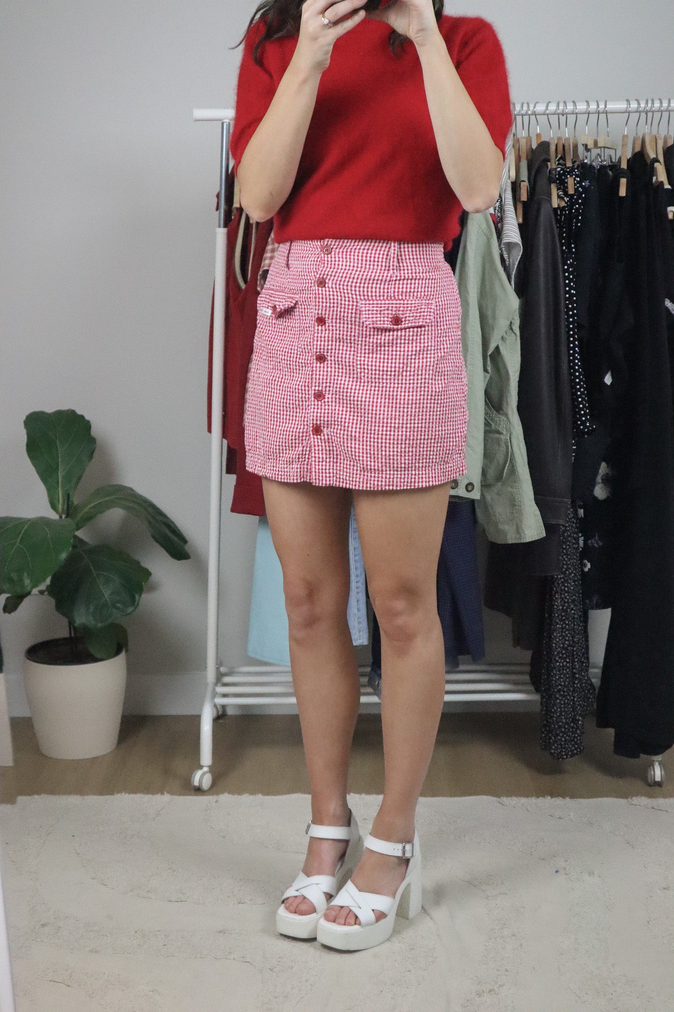 Vintage x Cotton Gingham Mini Skirt (8)