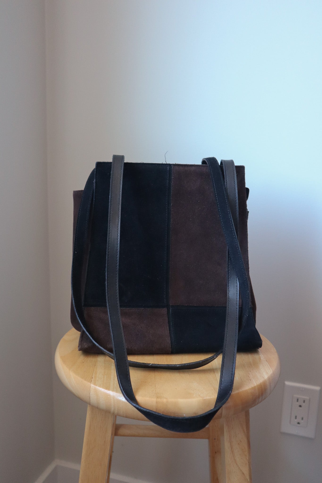 Vintage x Suede Checkered Purse