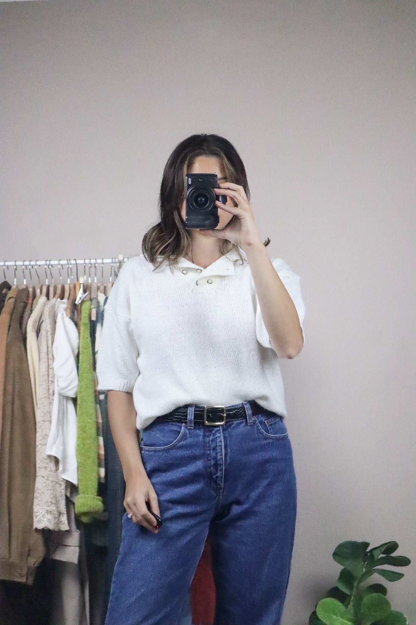 Vintage x Collared Short-Sleeve Knit (M)