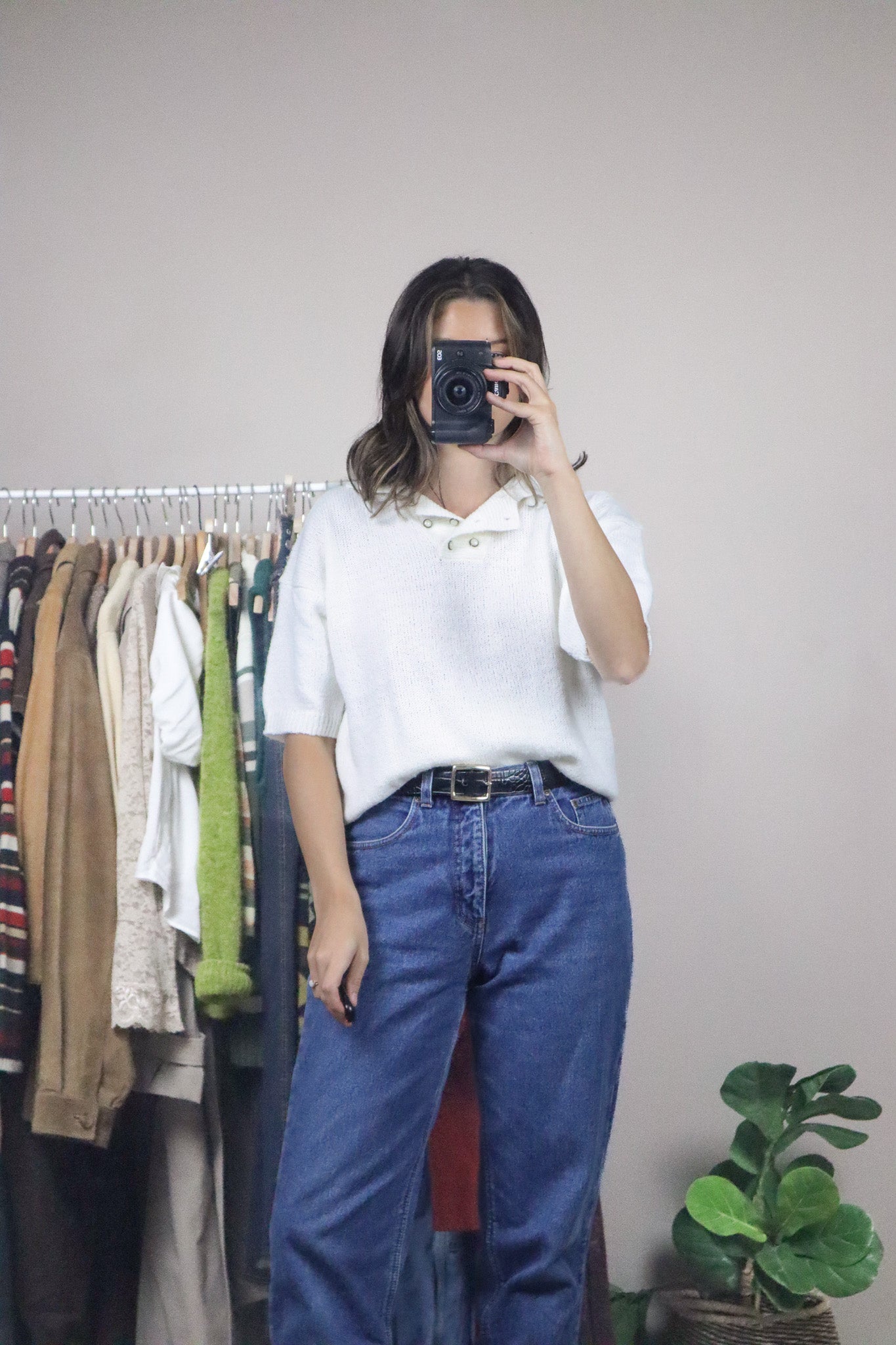 Vintage x Collared Short-Sleeve Knit (M)