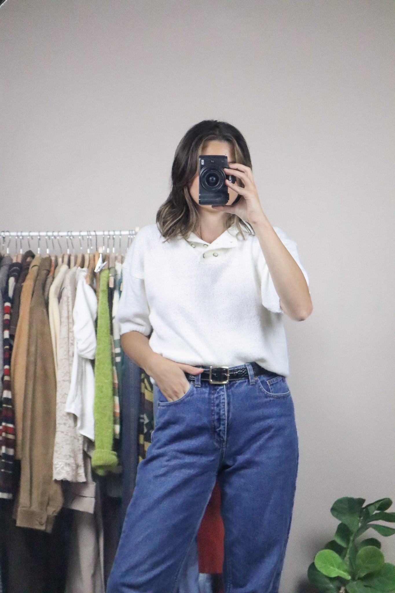 Vintage x Collared Short-Sleeve Knit (M)