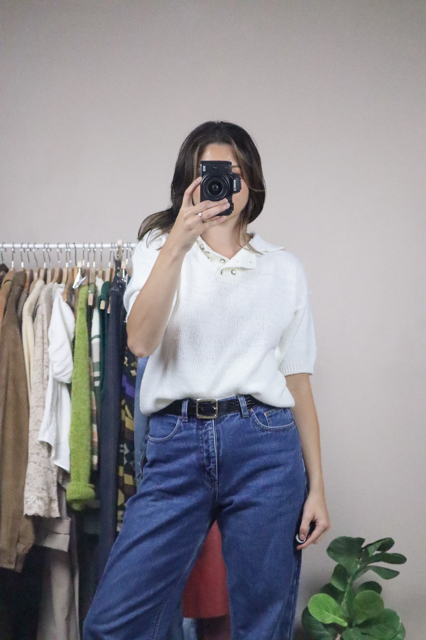 Vintage x Collared Short-Sleeve Knit (M)