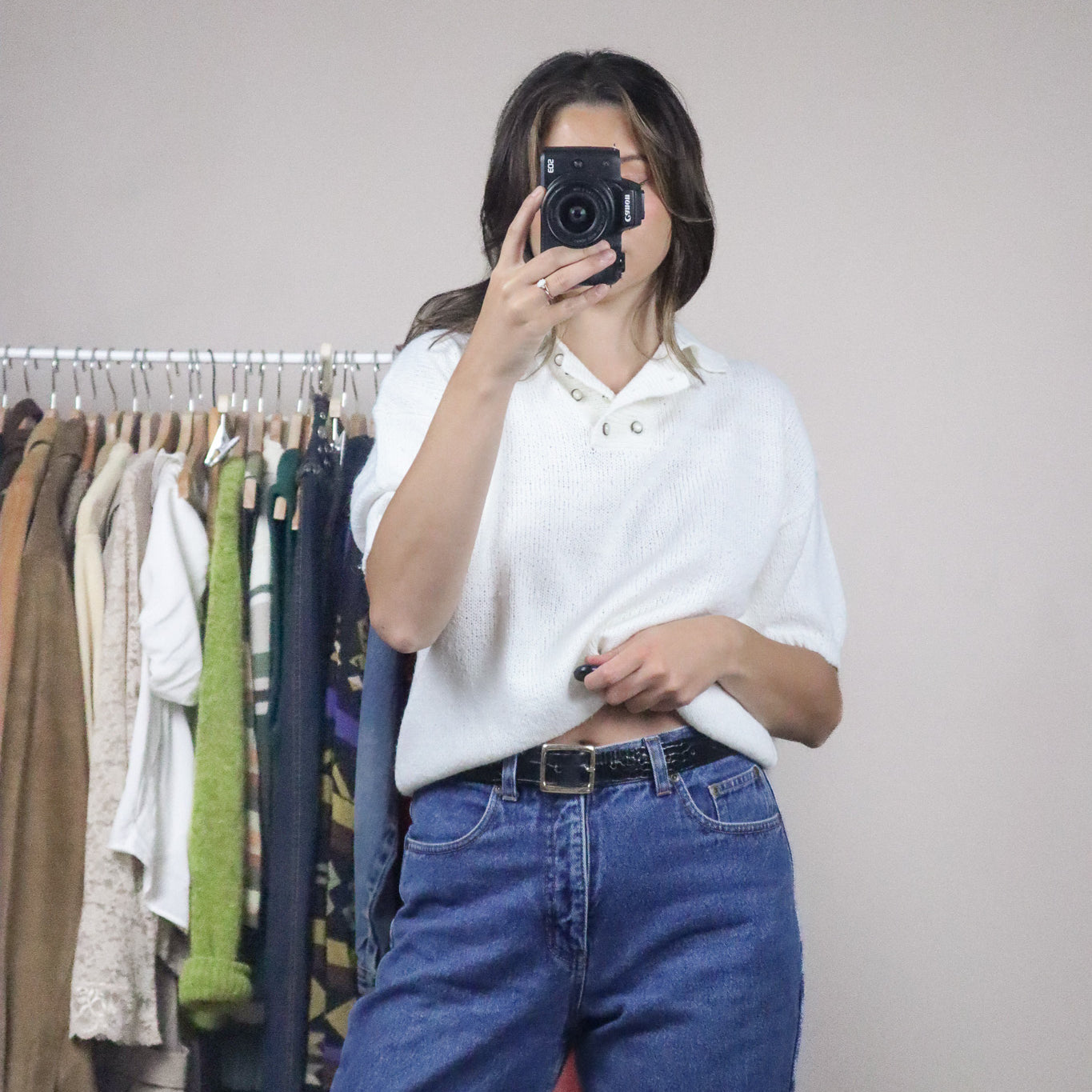 Vintage x Collared Short-Sleeve Knit (M)