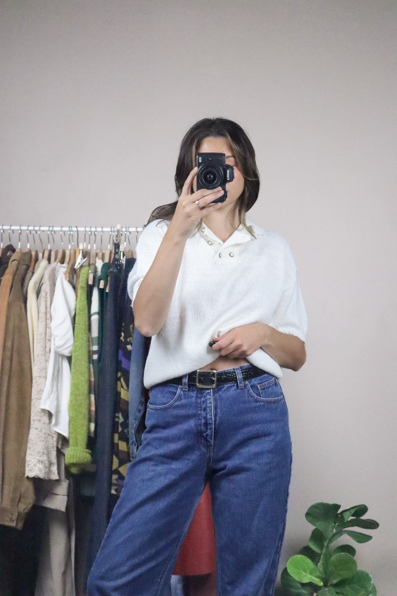 Vintage x Collared Short-Sleeve Knit (M)