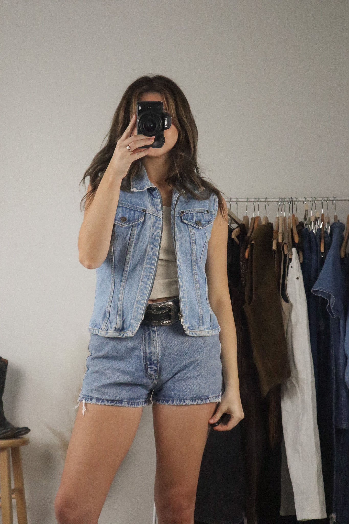 Made in USA x Vintage x Denim Zip Up Vest (S)