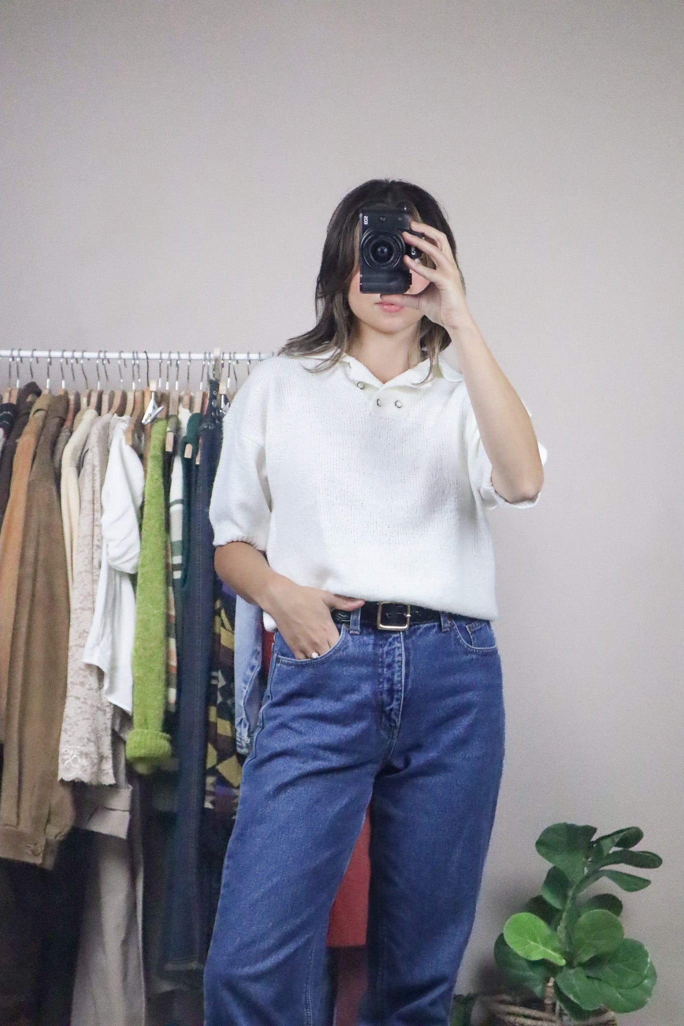 Vintage x Collared Short-Sleeve Knit (M)