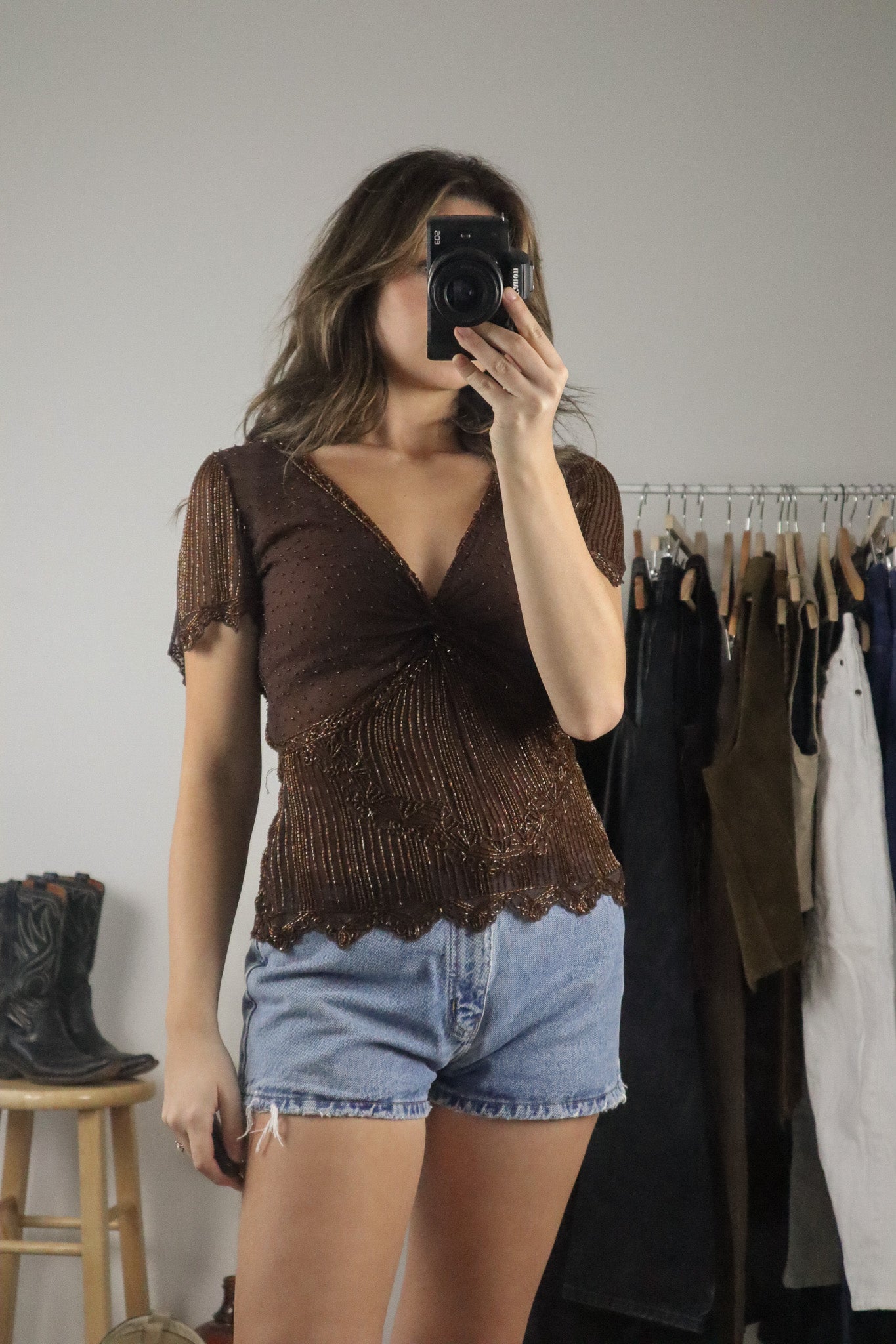 Vintage x Silk Beaded Top (S)