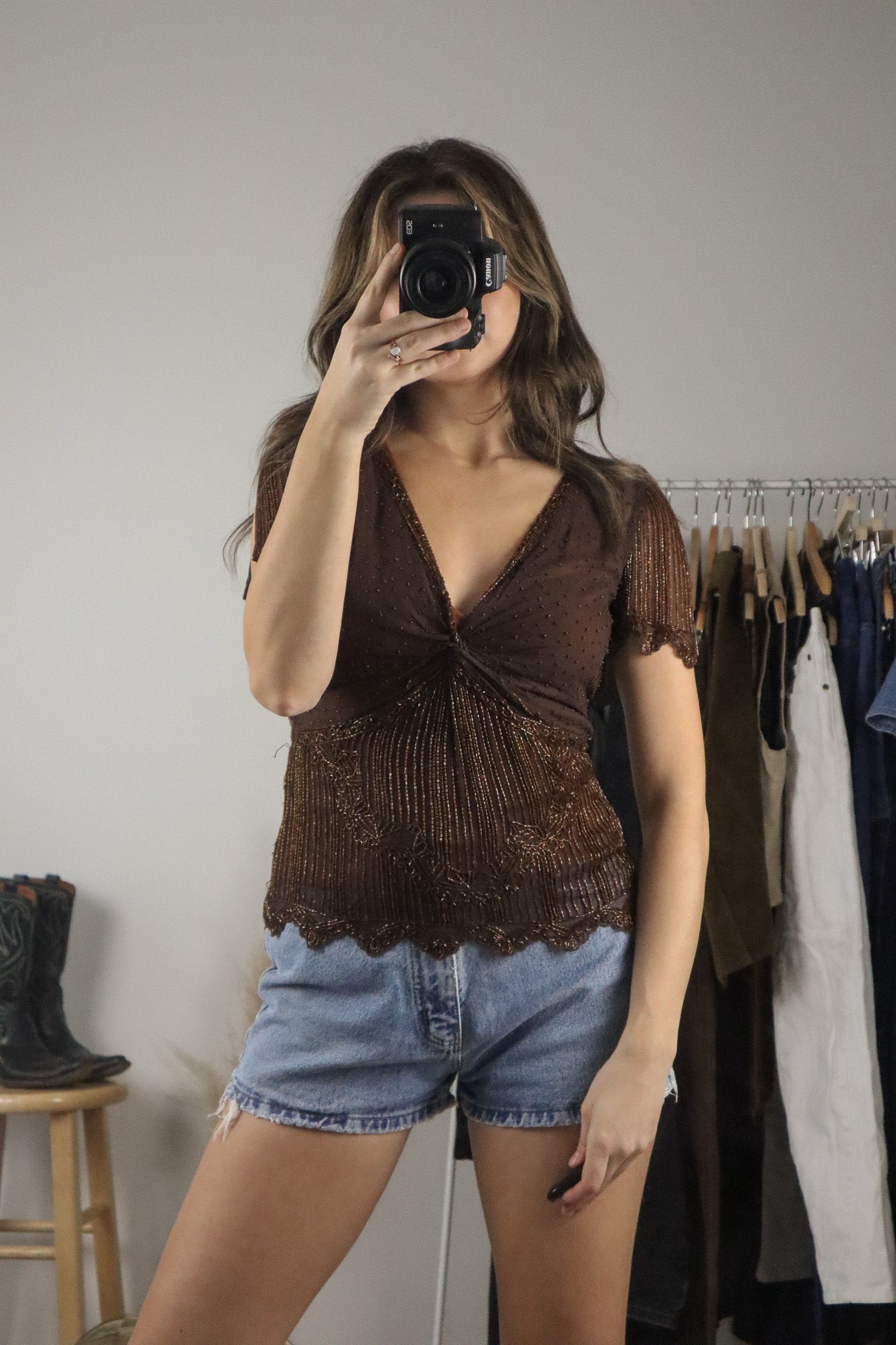 Vintage x Silk Beaded Top (S)