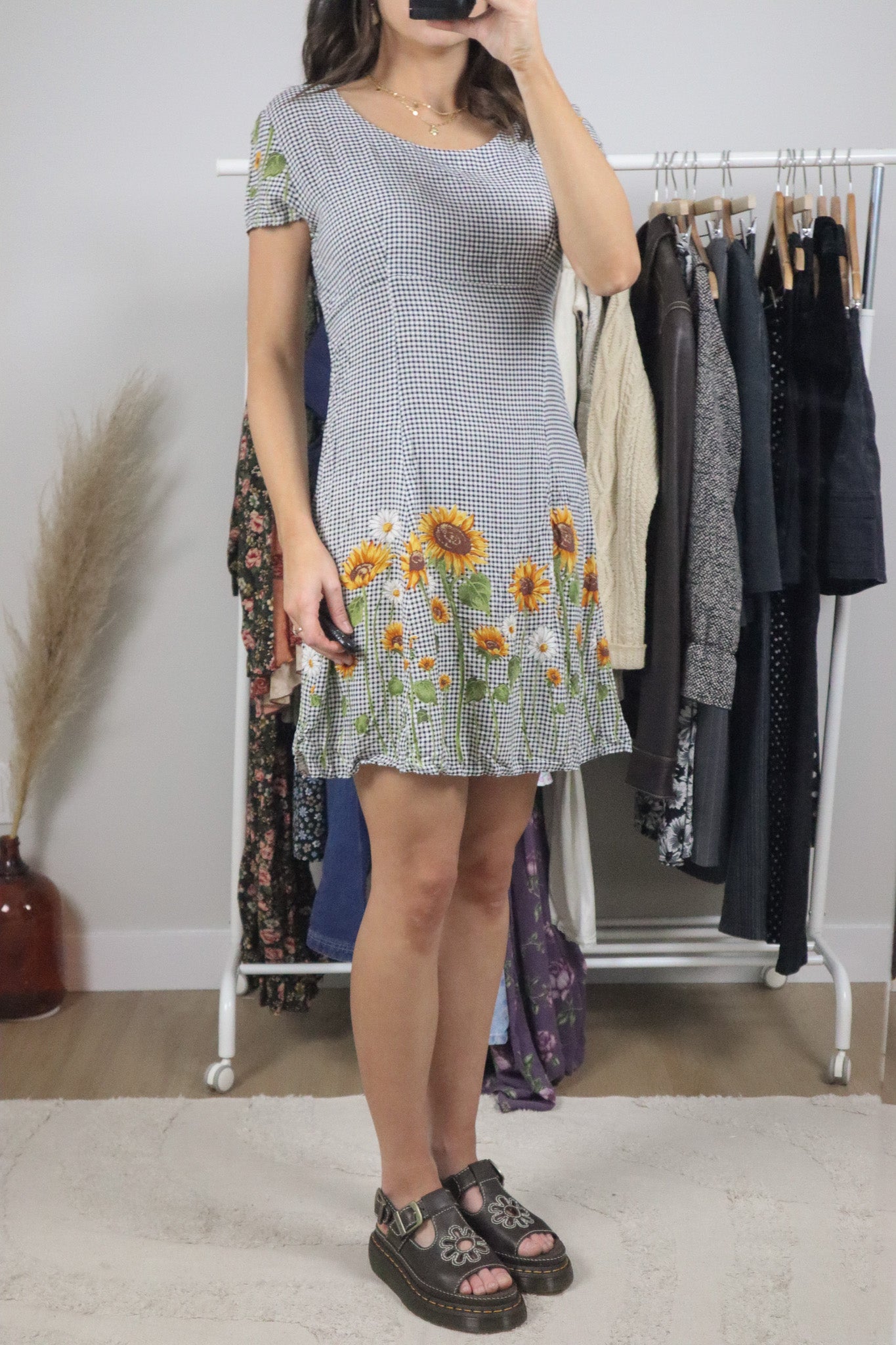 Made in Canada x Vintage x Floral Gingham Dress (6/8)