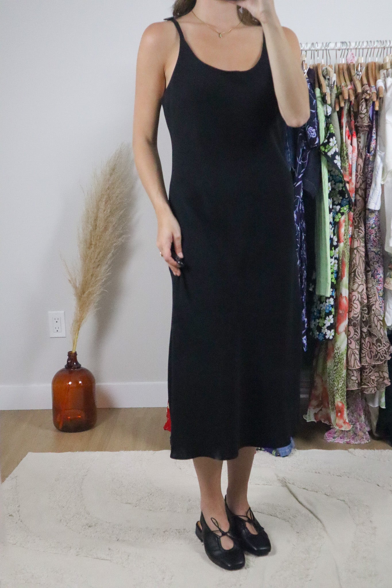 Made in Canada x Vintage x Button Strap Maxi Dress (M)