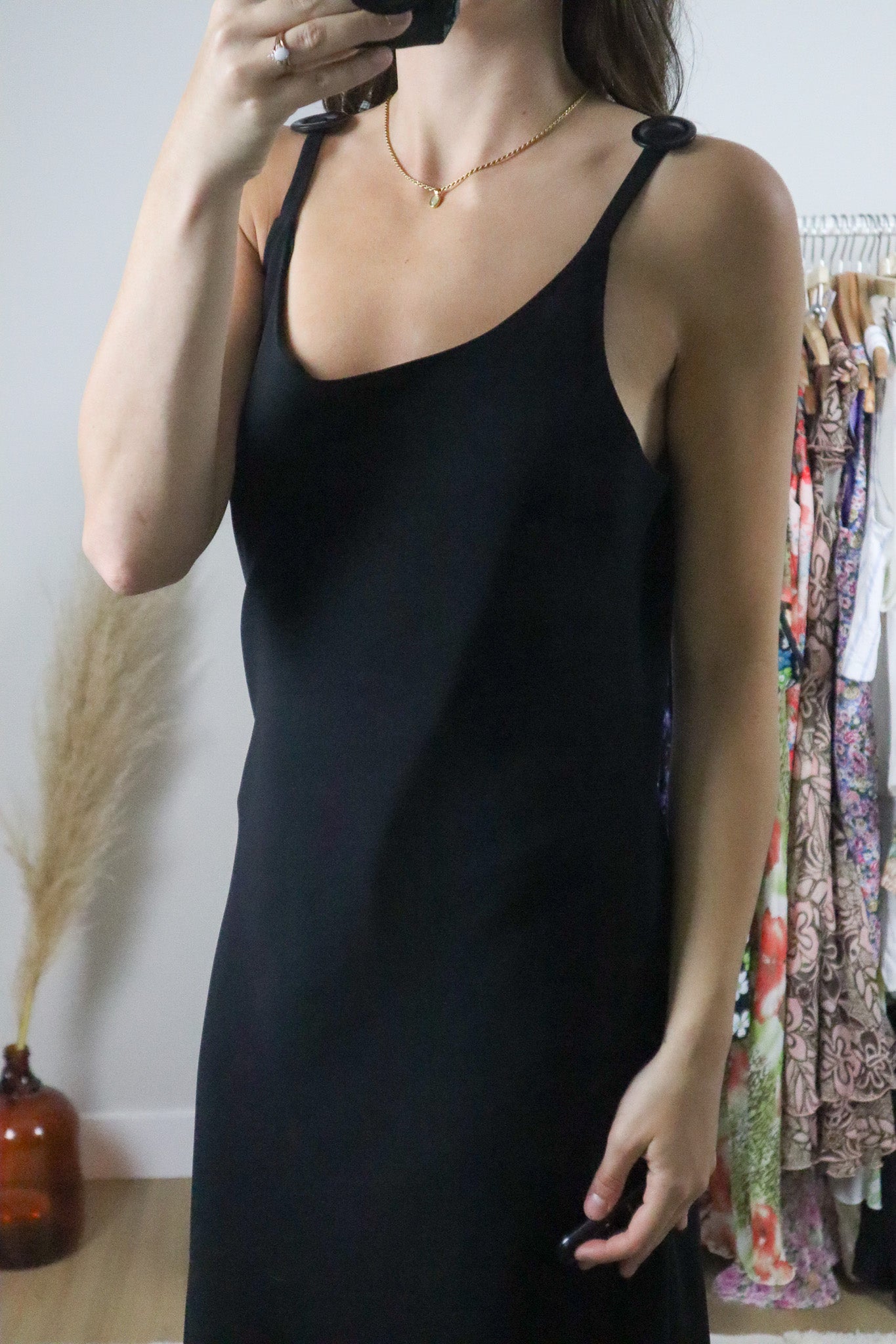 Made in Canada x Vintage x Button Strap Maxi Dress (M)