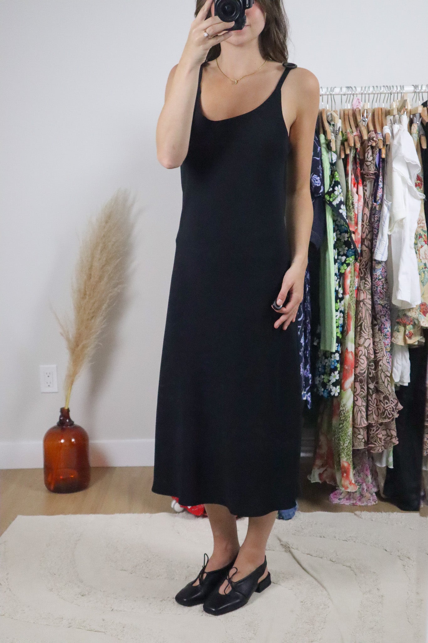 Made in Canada x Vintage x Button Strap Maxi Dress (M)