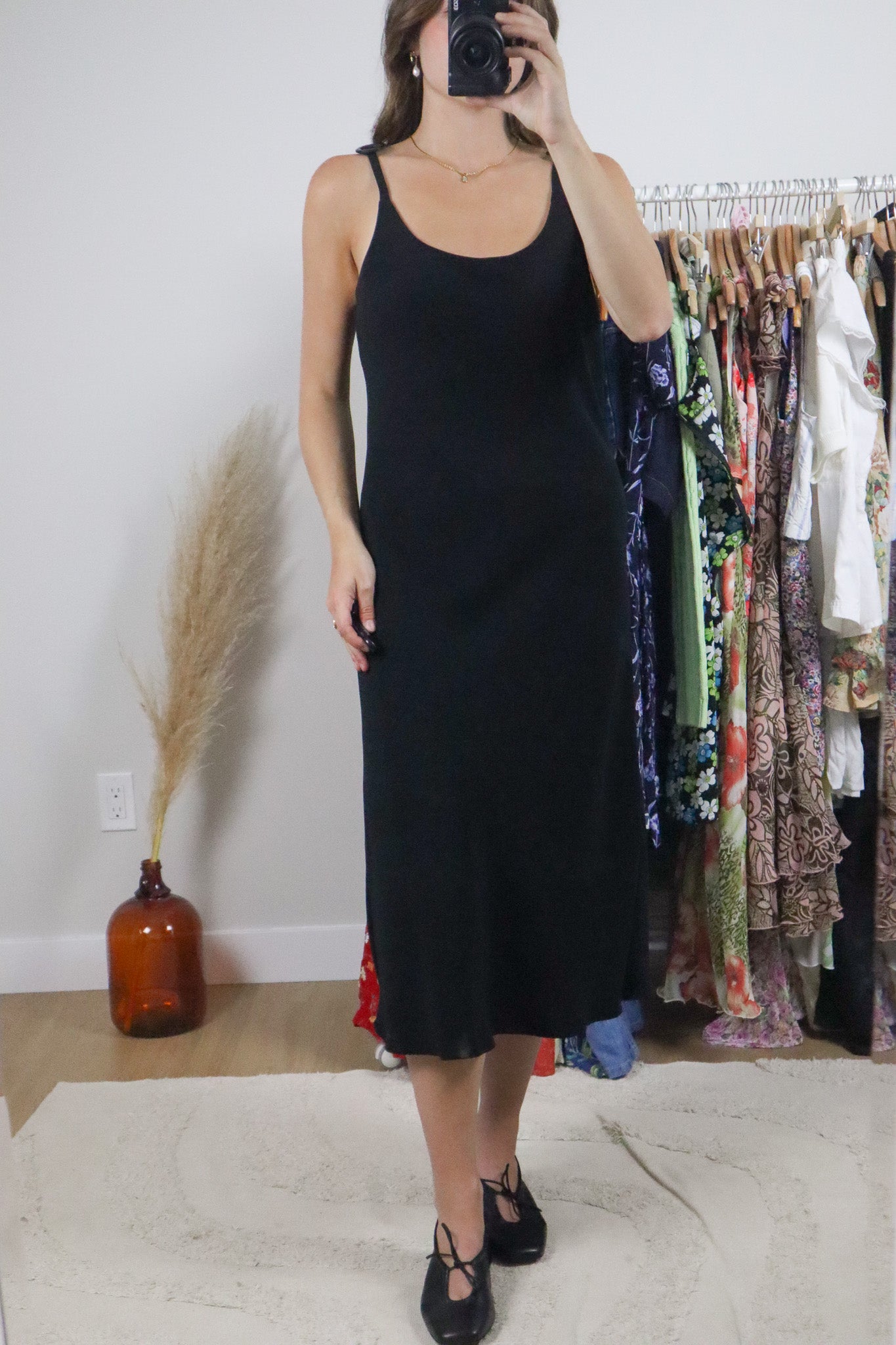Made in Canada x Vintage x Button Strap Maxi Dress (M)