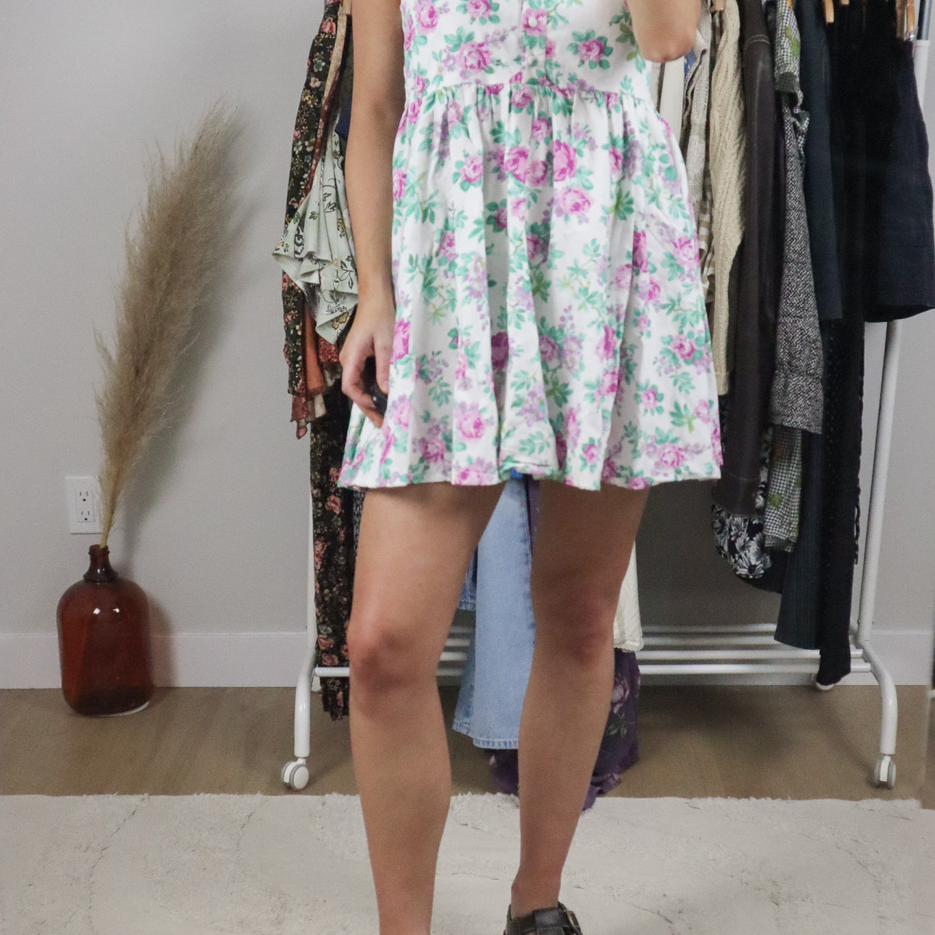 Modern x Cotton/Linen Baby Doll Floral Mini Dress (4)