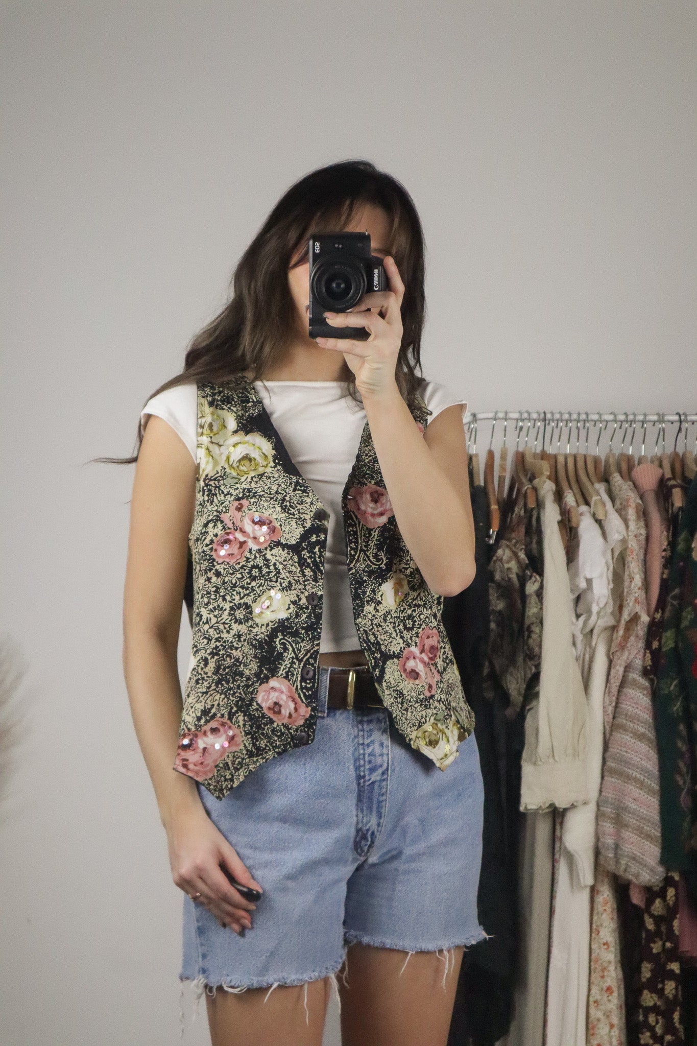 Vintage x Floral Sequenced Vest (M)