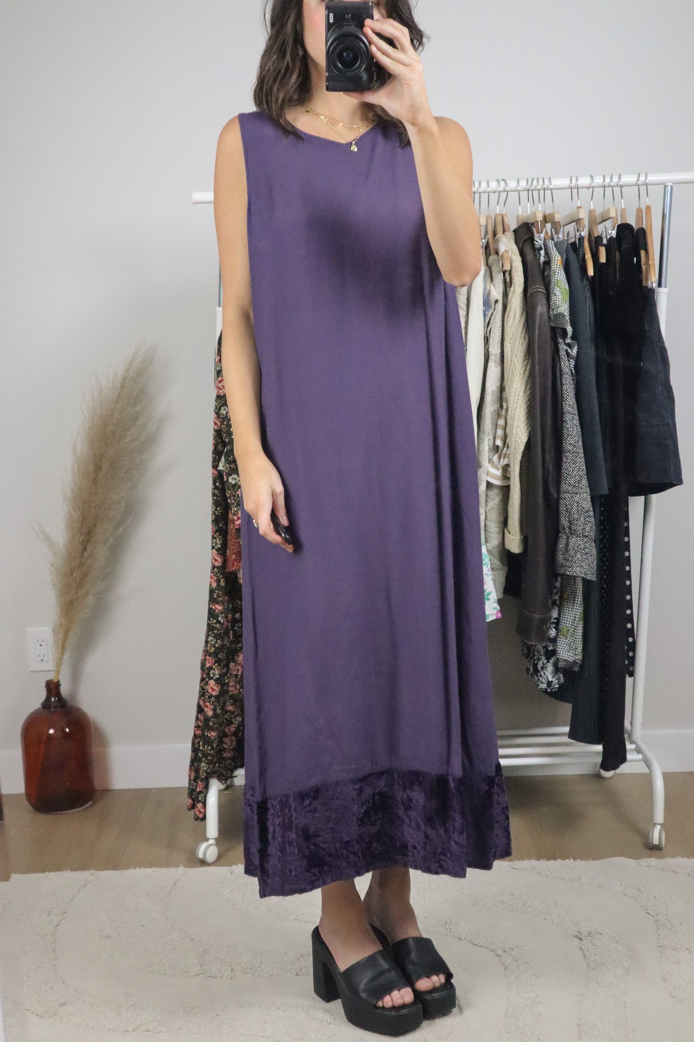 Vintage x April Cornell x Velvet Trim Two-Piece set (L)