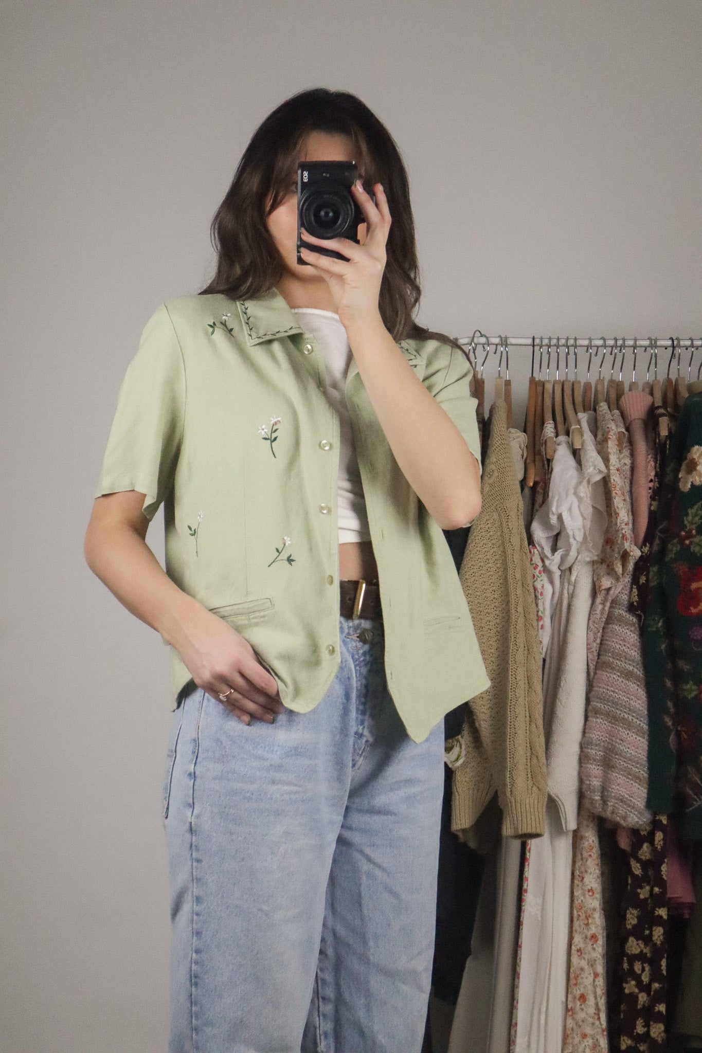 Vintage x Embroidered Linen Blend Top (M)