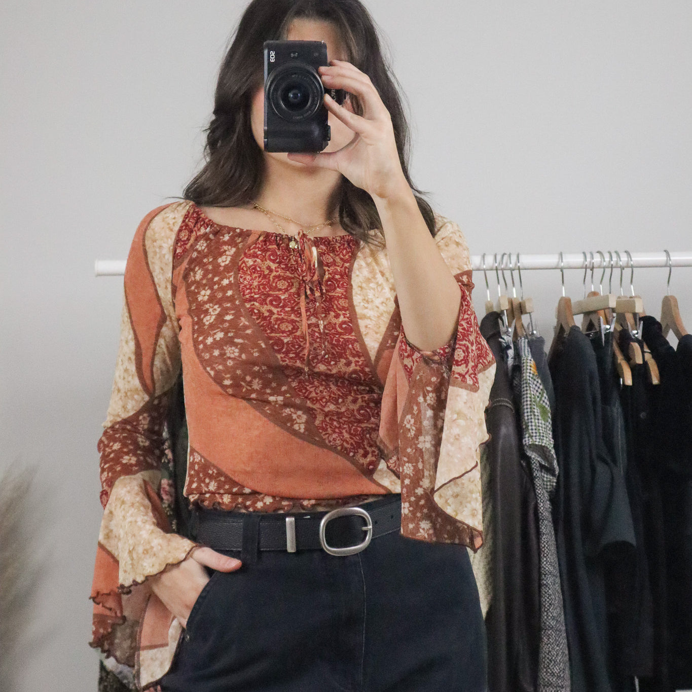 Made in USA x Vintage x Mesh Patchwork Top (S)