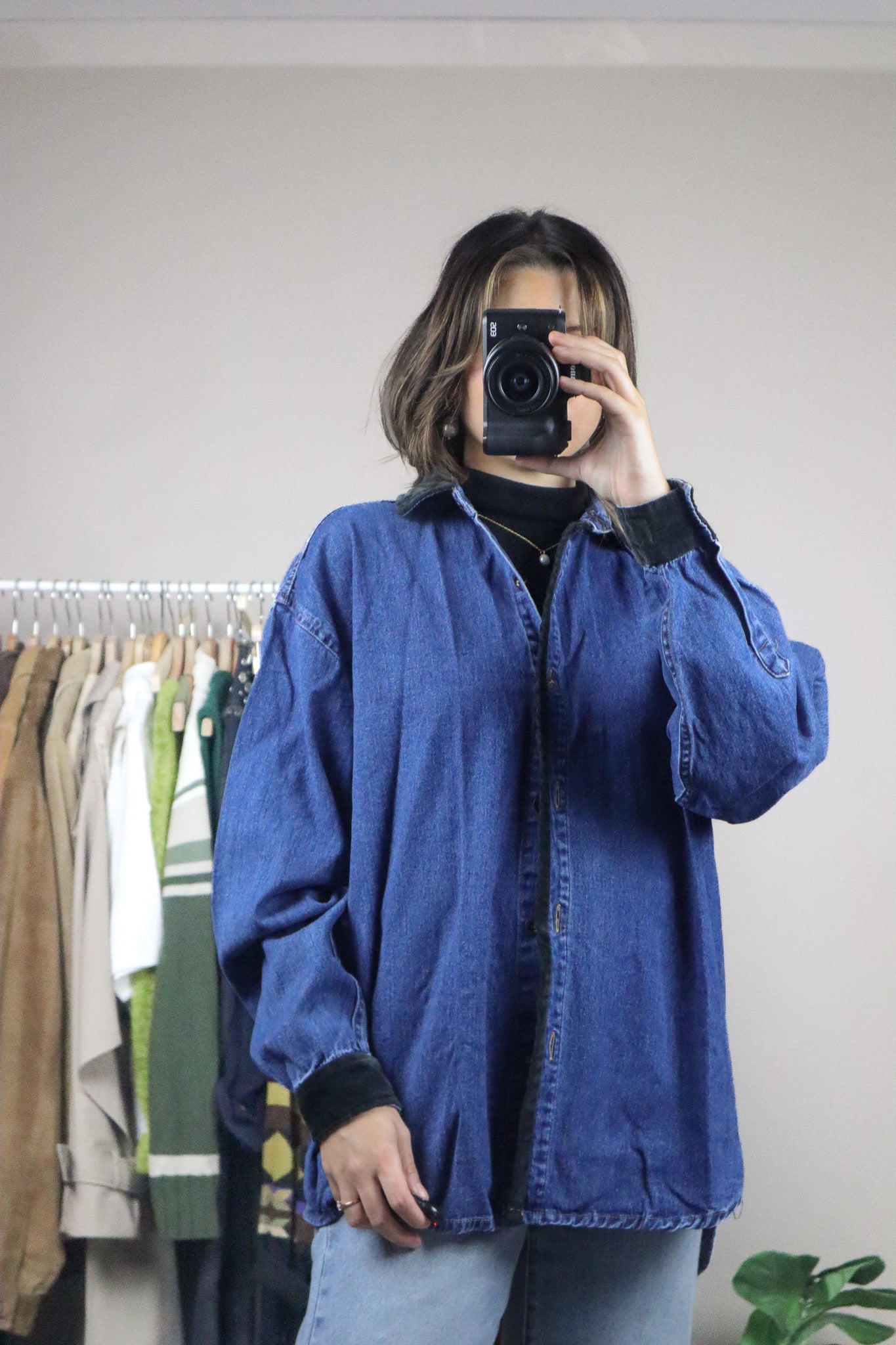 Vintage x Denim & Velvet Trim Top (M/L)
