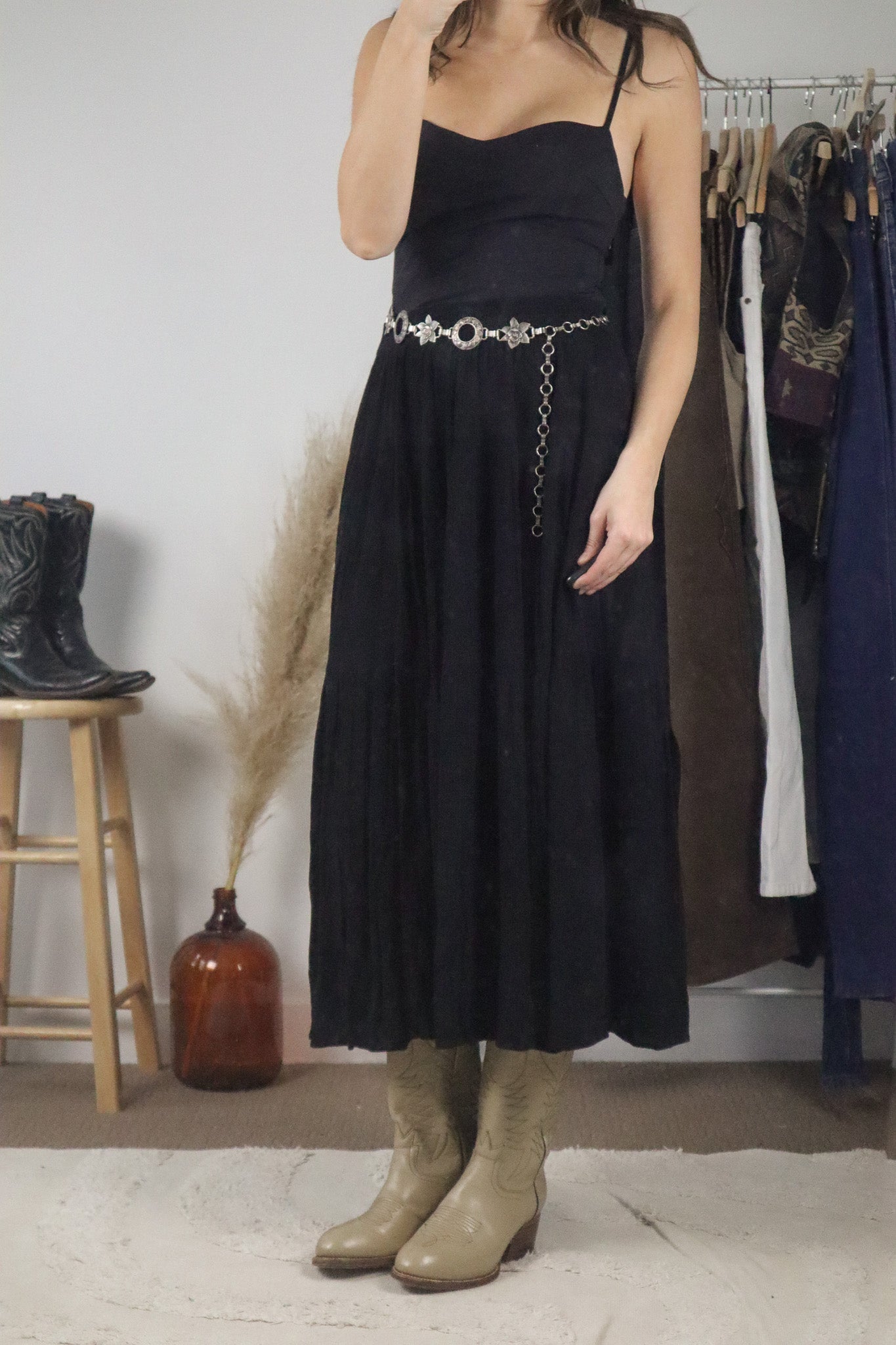 Made in Canada x Vintage x Crinkle Maxi Skirt (L)