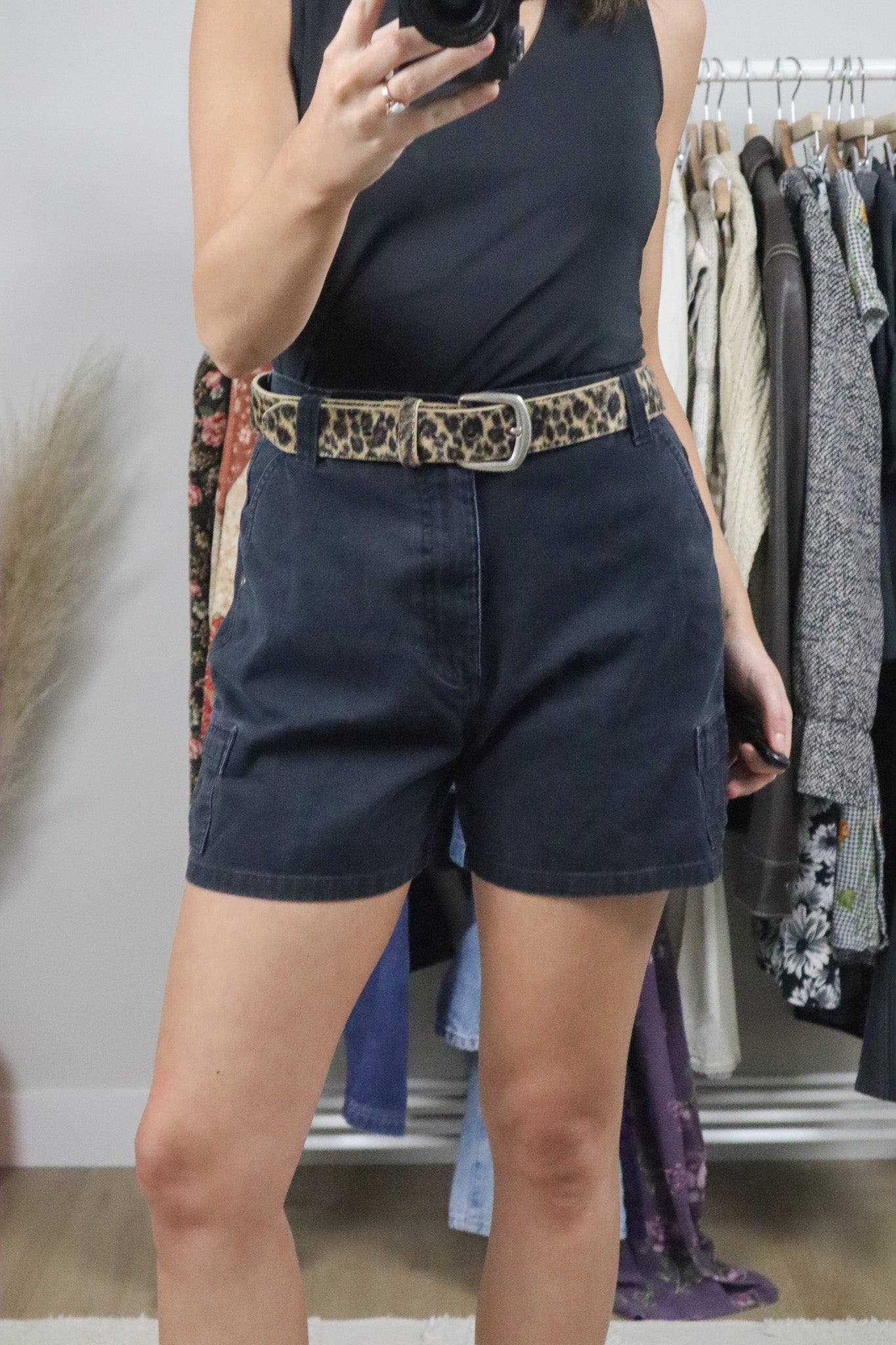 Vintage x Leather Cheetah Print Belt (XL)