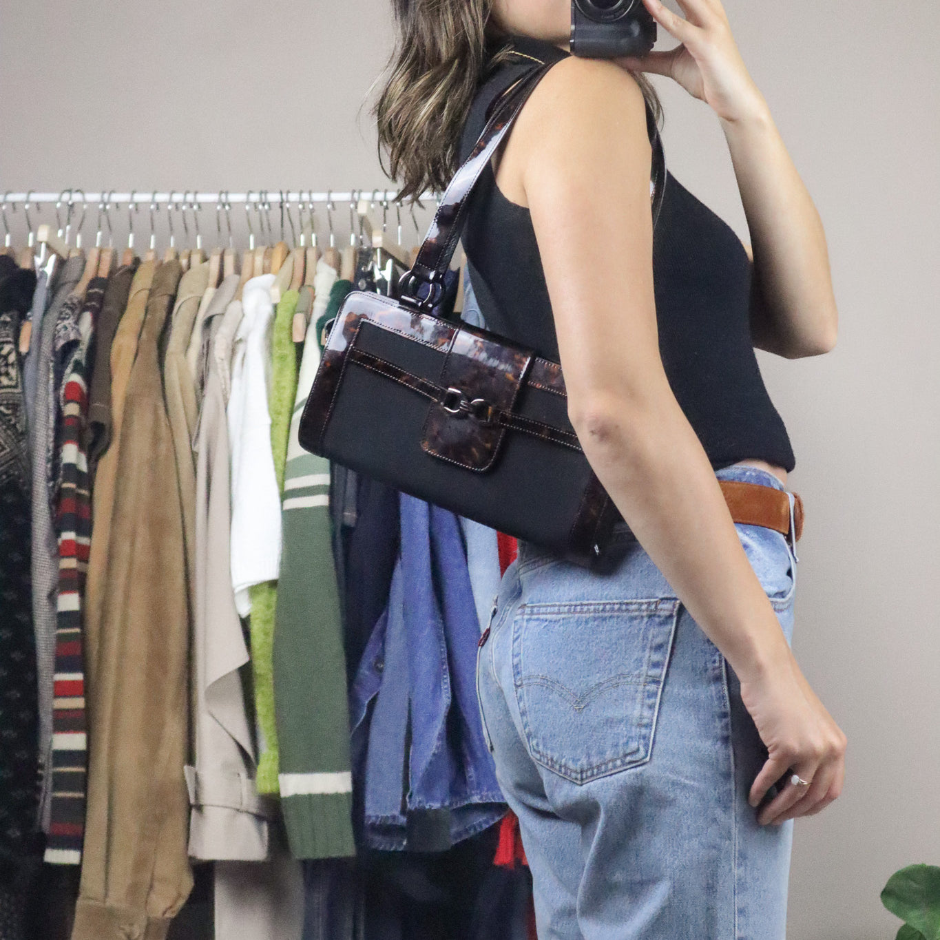 Made in Spain x Stuart Weitzman x Tortoise Trim Purse