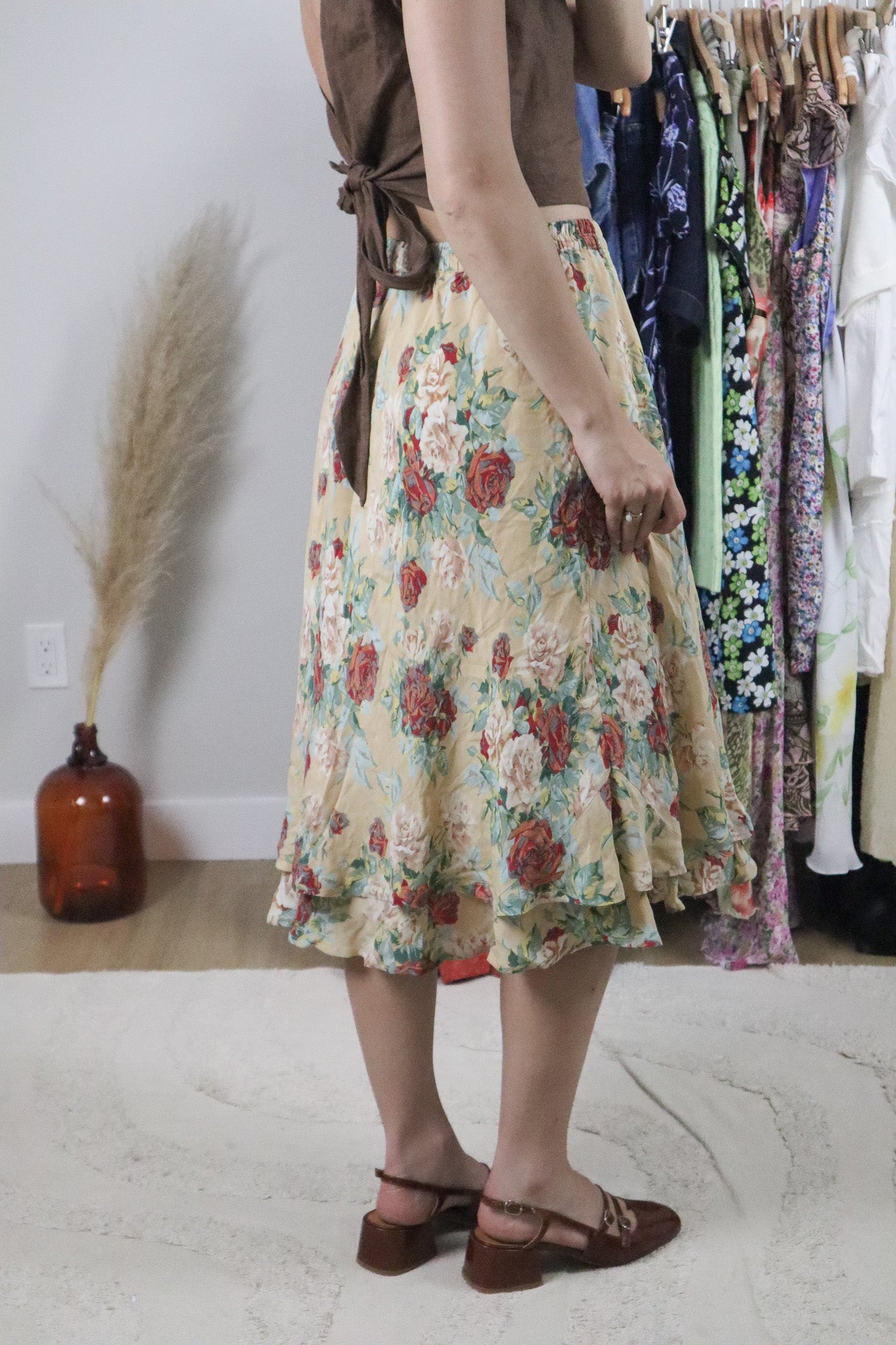 Vintage x April Cornell Floral Midi Skirt (6/8)