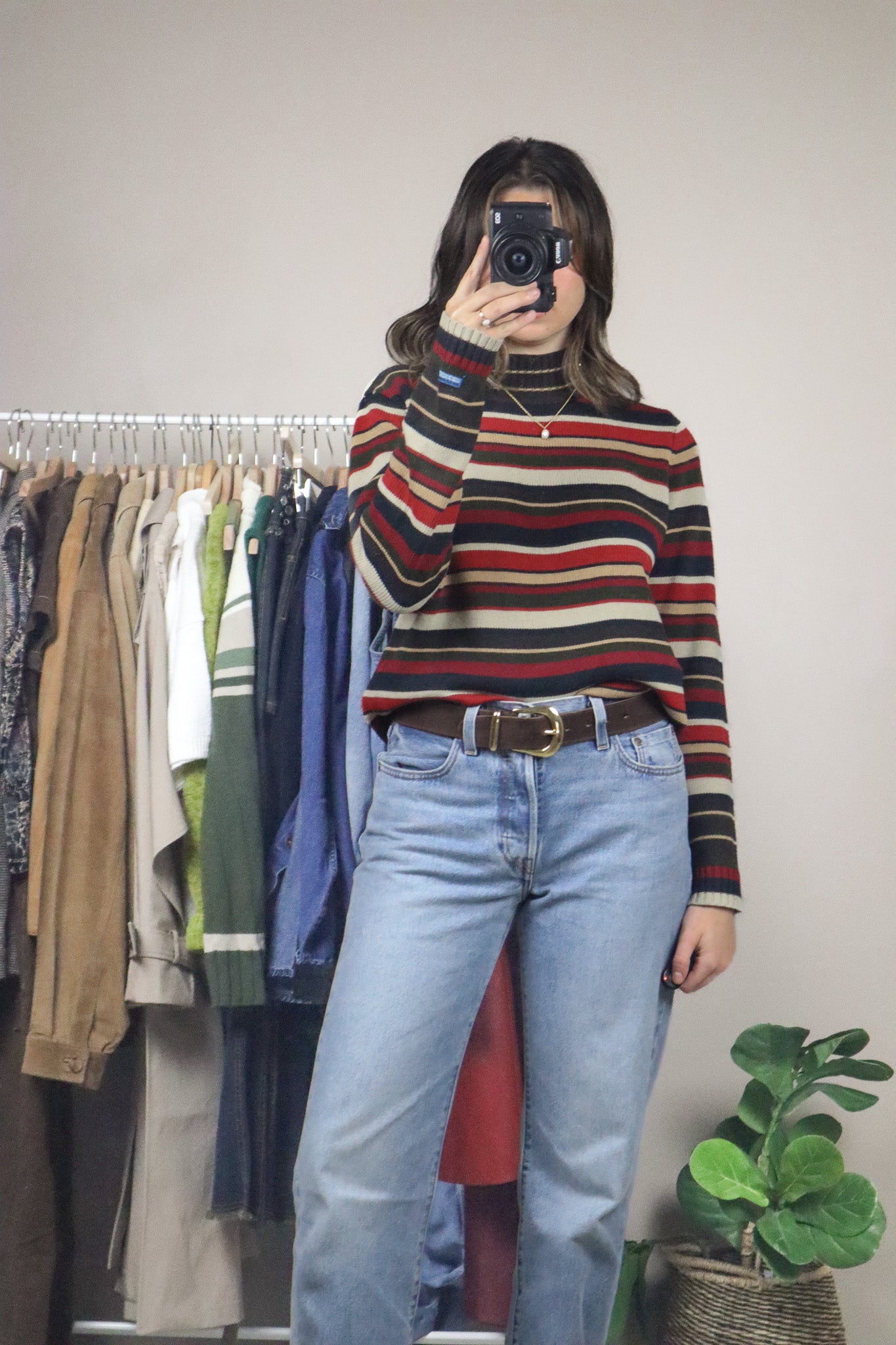 Vintage x Striped Mock Neck (M)