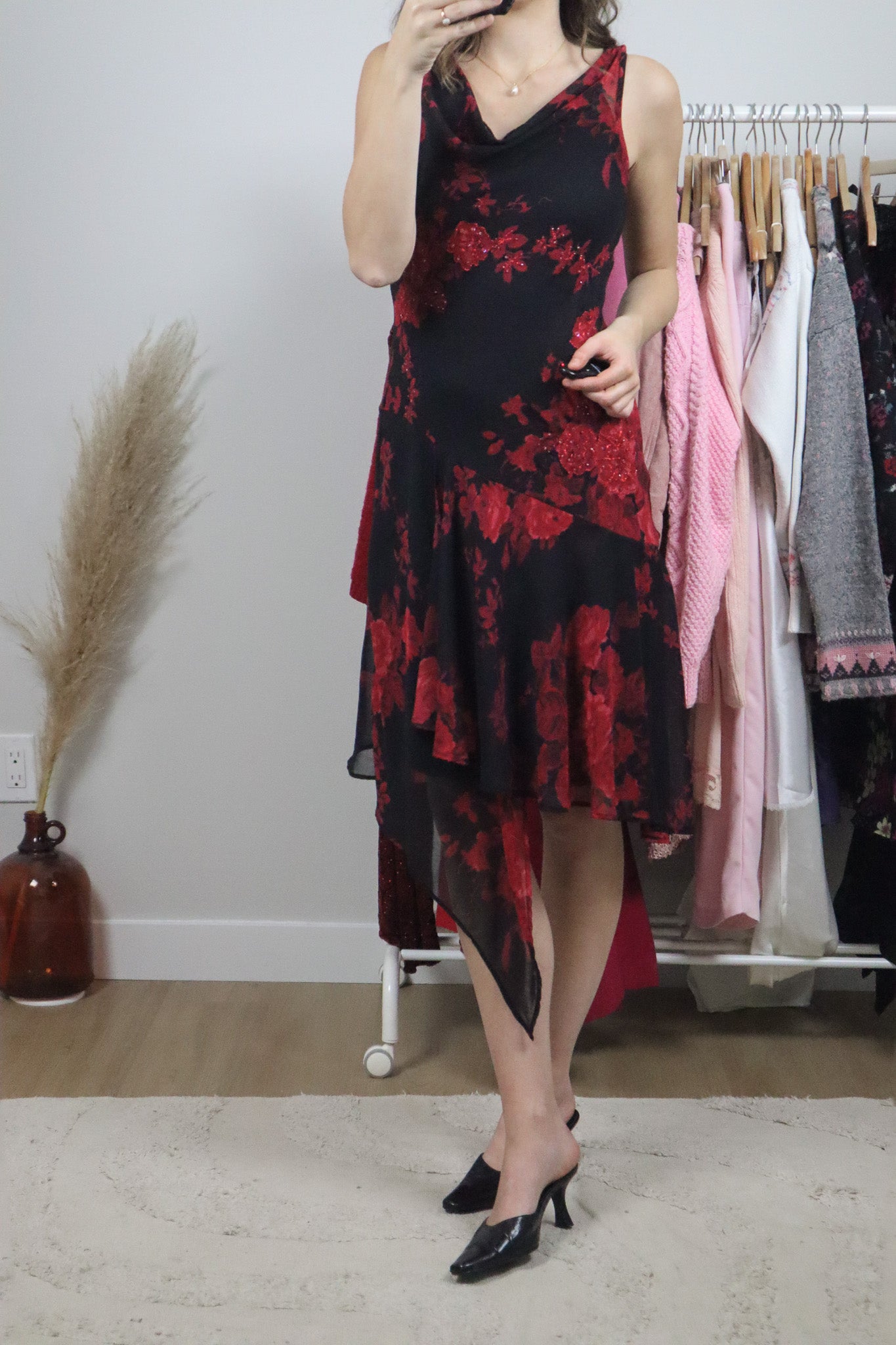 Vintage x Beaded Midi Floral Dress (S)