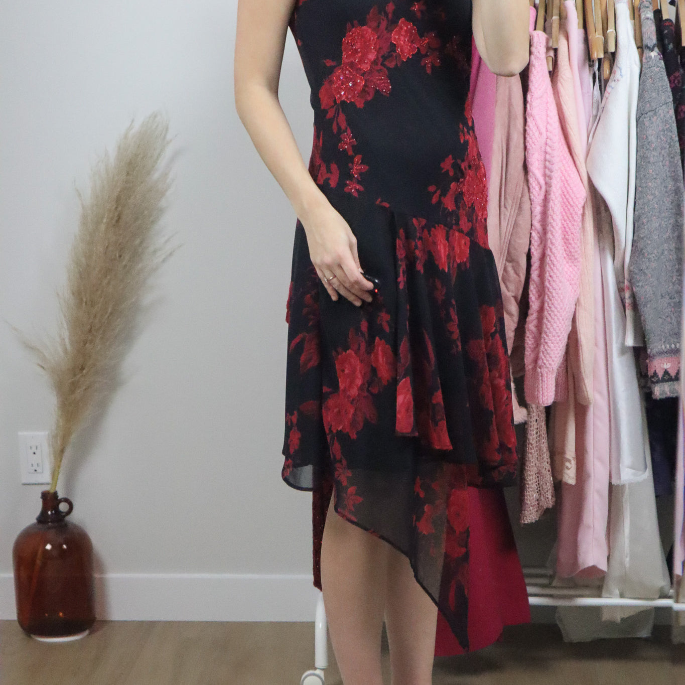 Vintage x Beaded Midi Floral Dress (S)