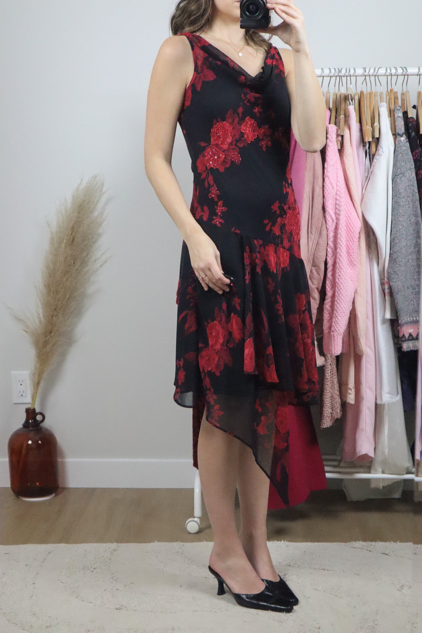 Vintage x Beaded Midi Floral Dress (S)