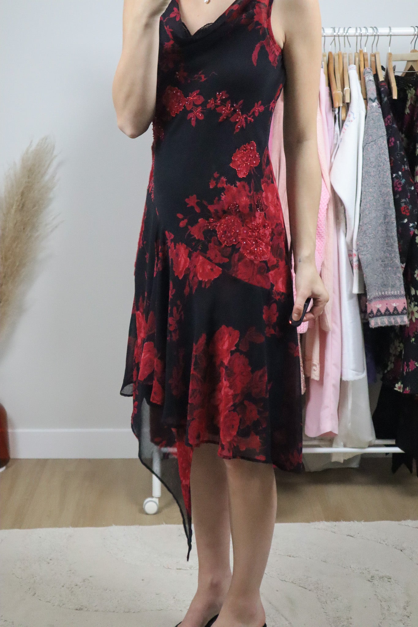 Vintage x Beaded Midi Floral Dress (S)