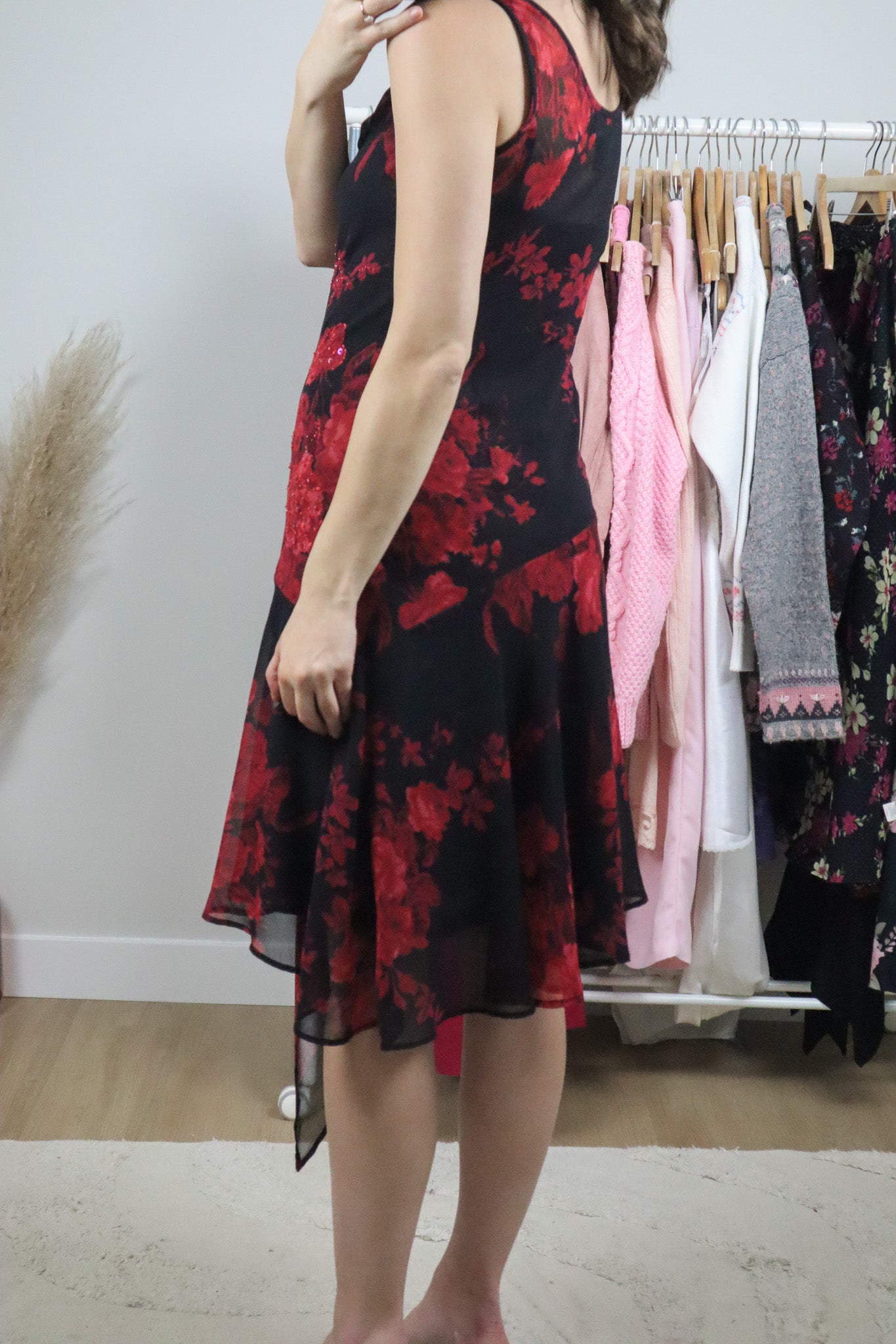 Vintage x Beaded Midi Floral Dress (S)