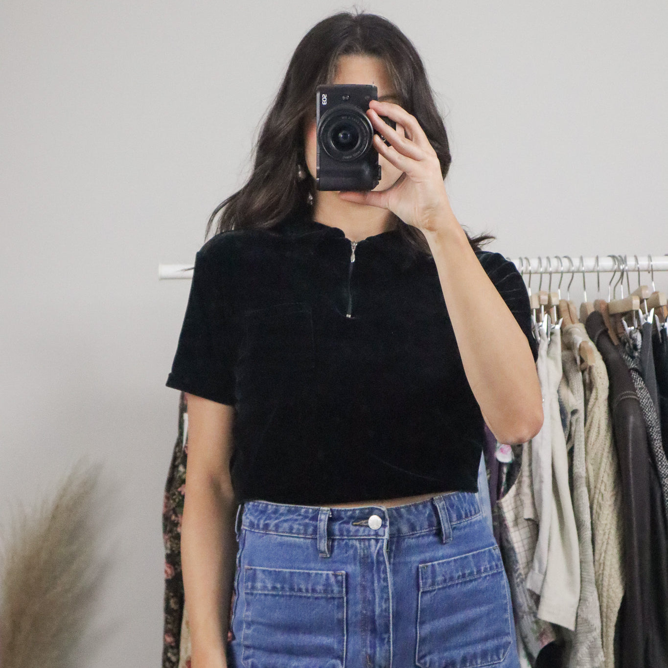 Made in USA x Vintage x Velvet Quater Zip Short-Sleeve (M)