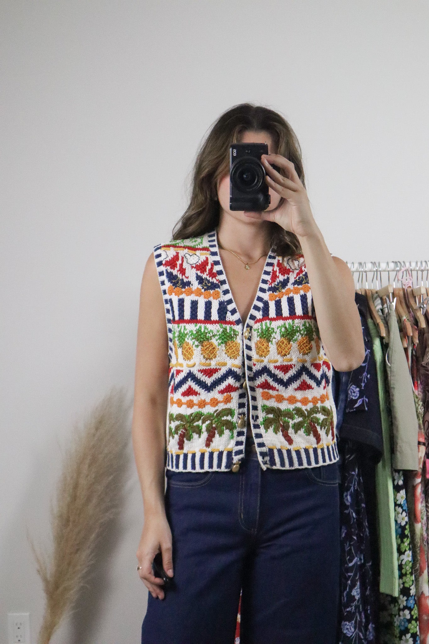 Vintage x Handknit Chunky Graphic Vest (M)