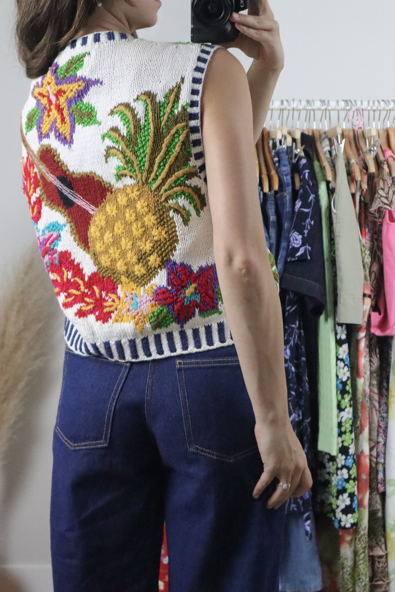 Vintage x Handknit Chunky Graphic Vest (M)