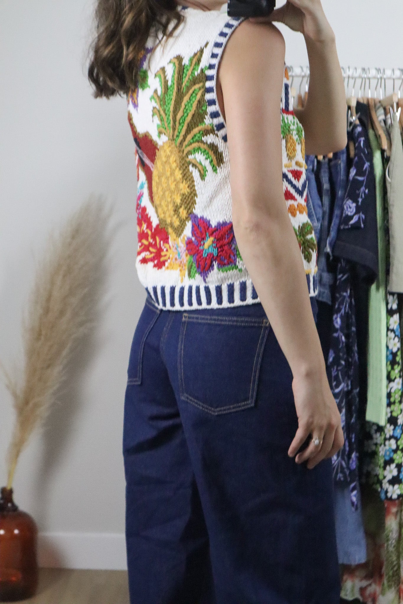 Vintage x Handknit Chunky Graphic Vest (M)