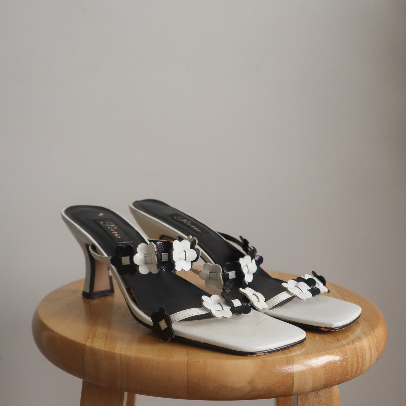 Vintage x Leather Flower Heels (7.5)